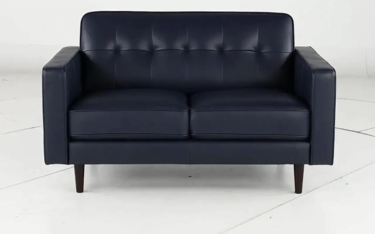 Stark Blue Leather Loveseat-4