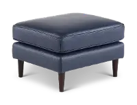 Stark Blue Leather Ottoman