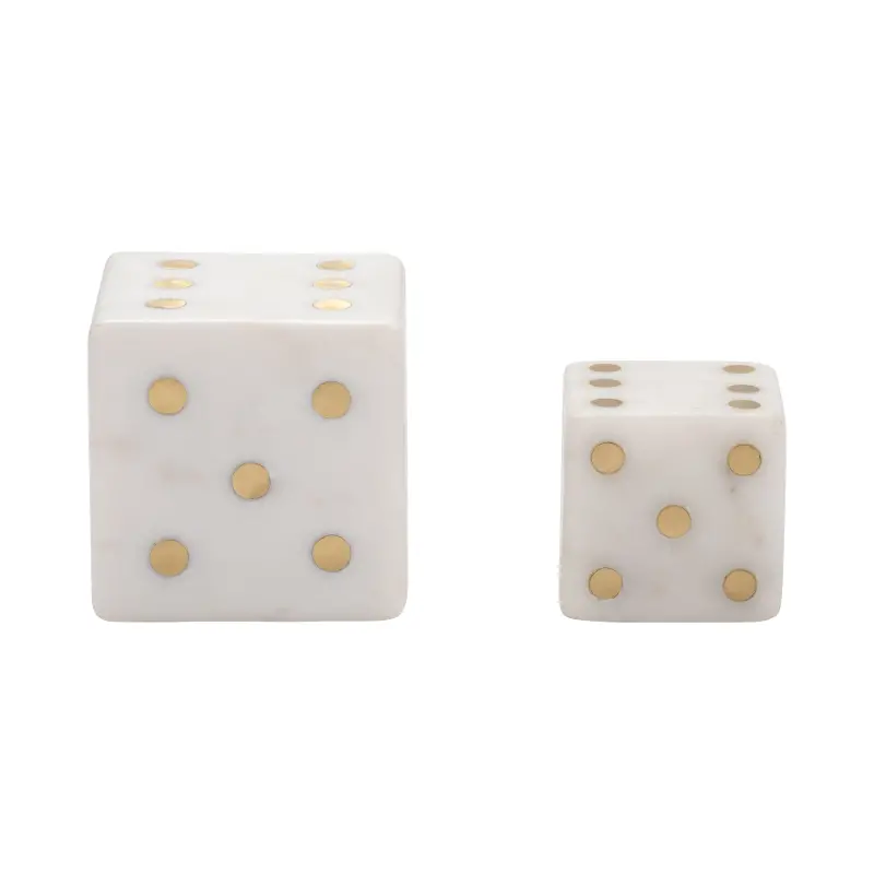 White Marble Dice, Set of 2