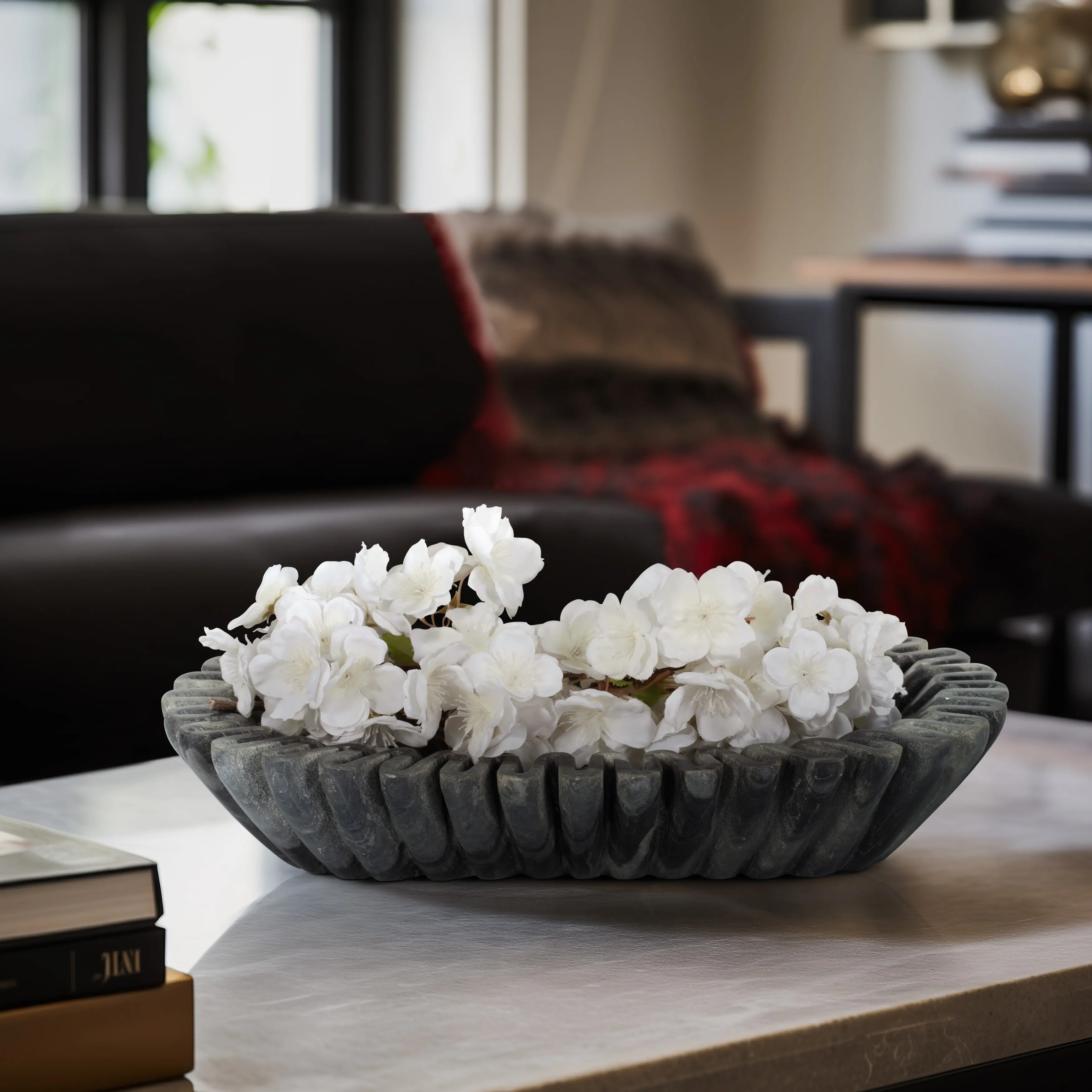 Arkin 16  Gray Wavy Marble Bowl-2