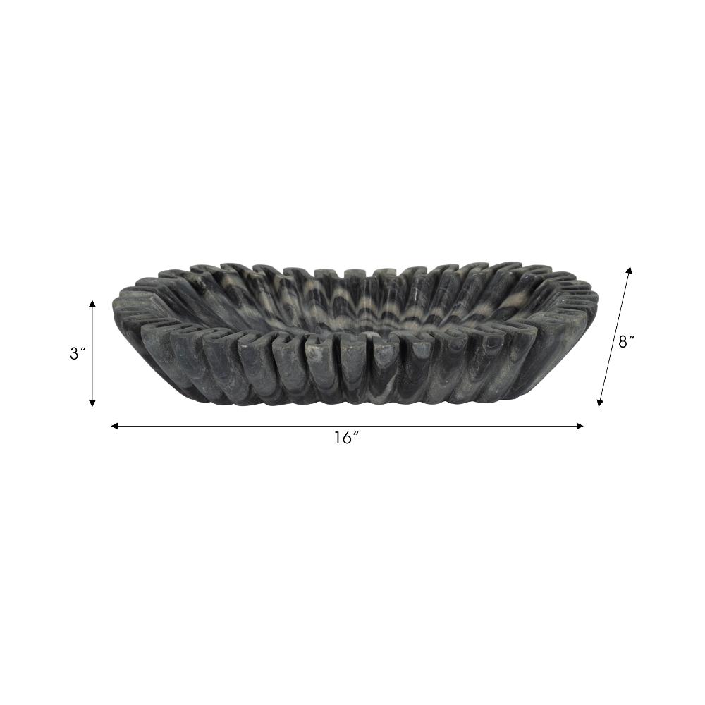 16" Arkin Green Wavy Marble Bowl