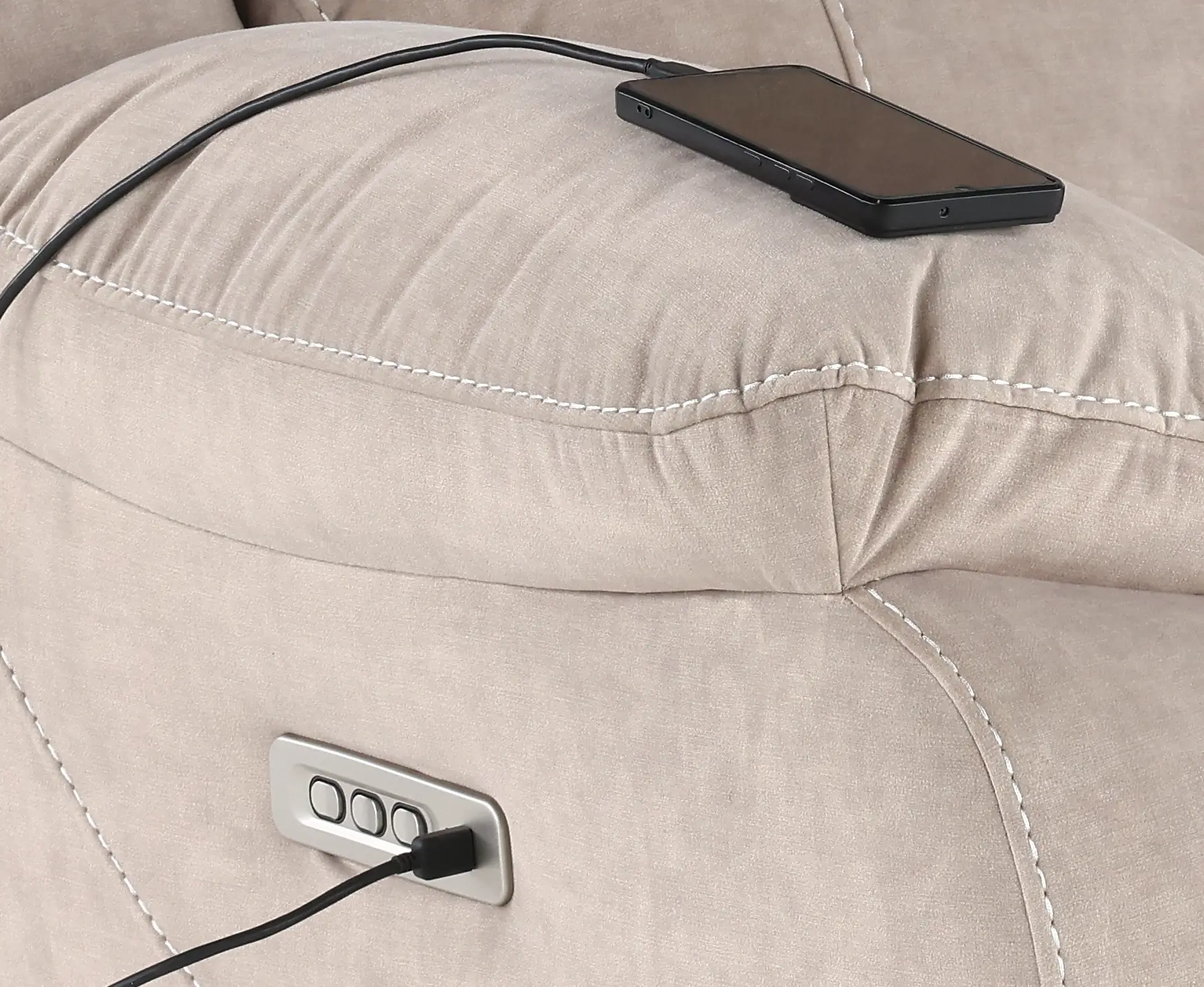Port Arthur Khaki Power Reclining Sofa-7