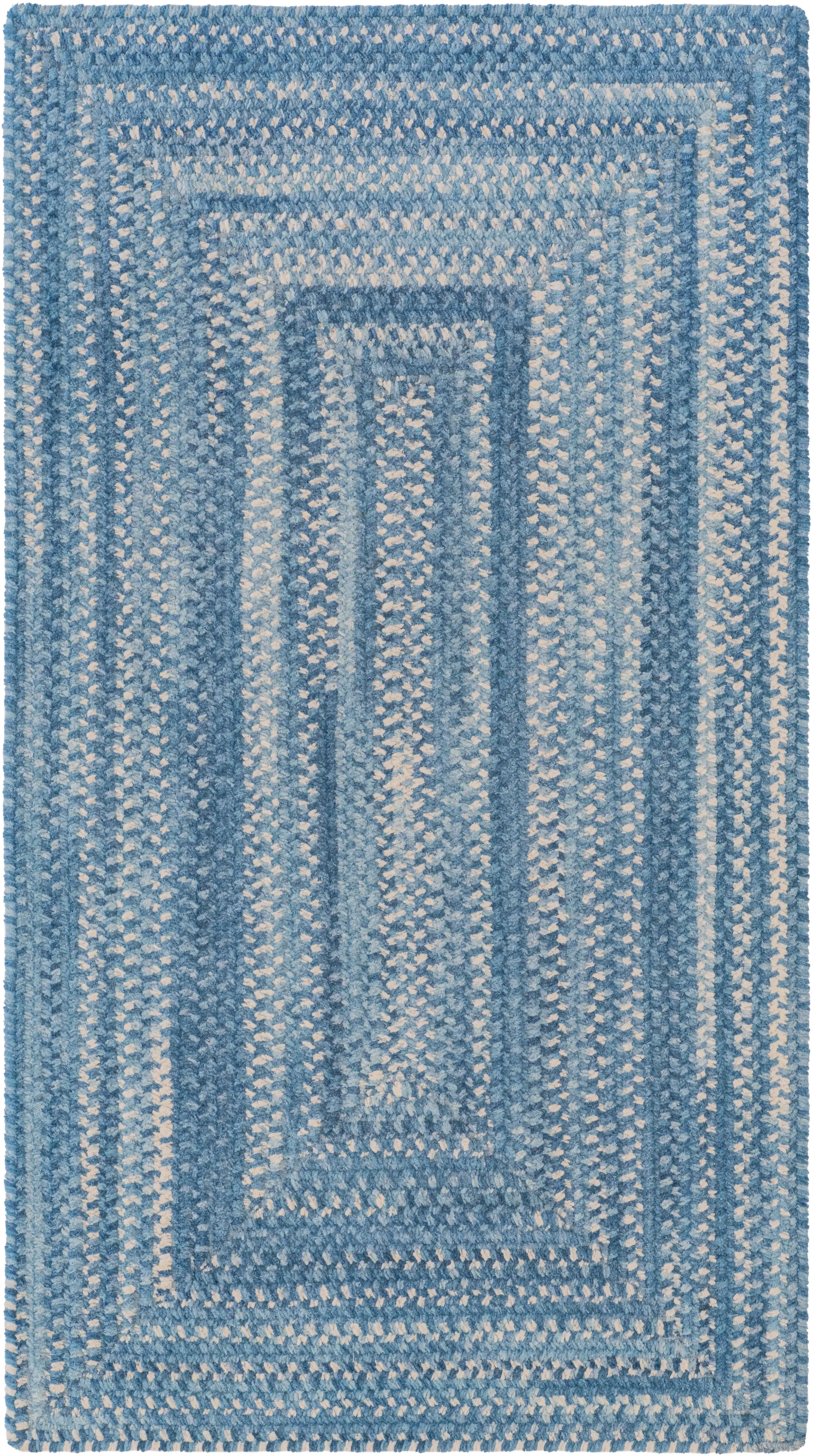 0377QS05000800400 Bambini 5 x 8 Blue Concentric Rectangle Area Rug-1