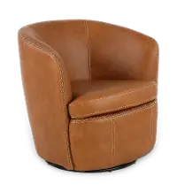 Barolo Vintage Carmel Leather Swivel Club Chair