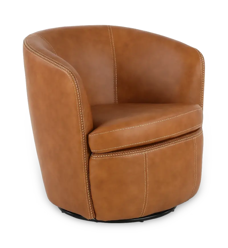Barolo Vintage Carmel Leather Swivel Club Chair