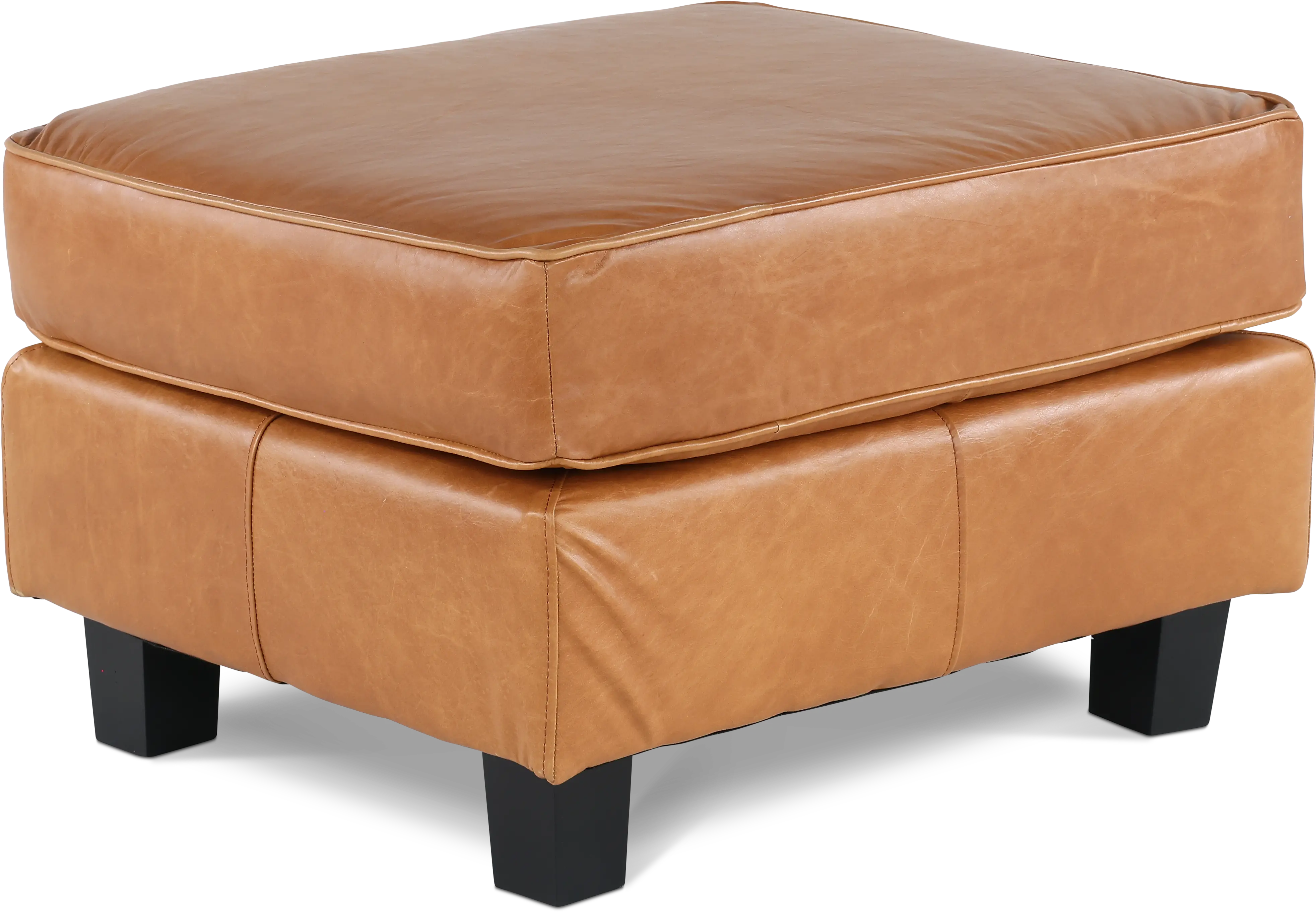 Winston Chestnut Brown Leather Ottoman-2