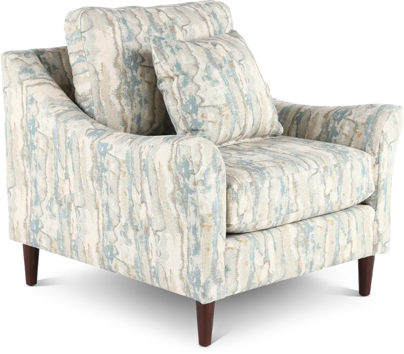 Kinley Abstract Blue and Cream Chair