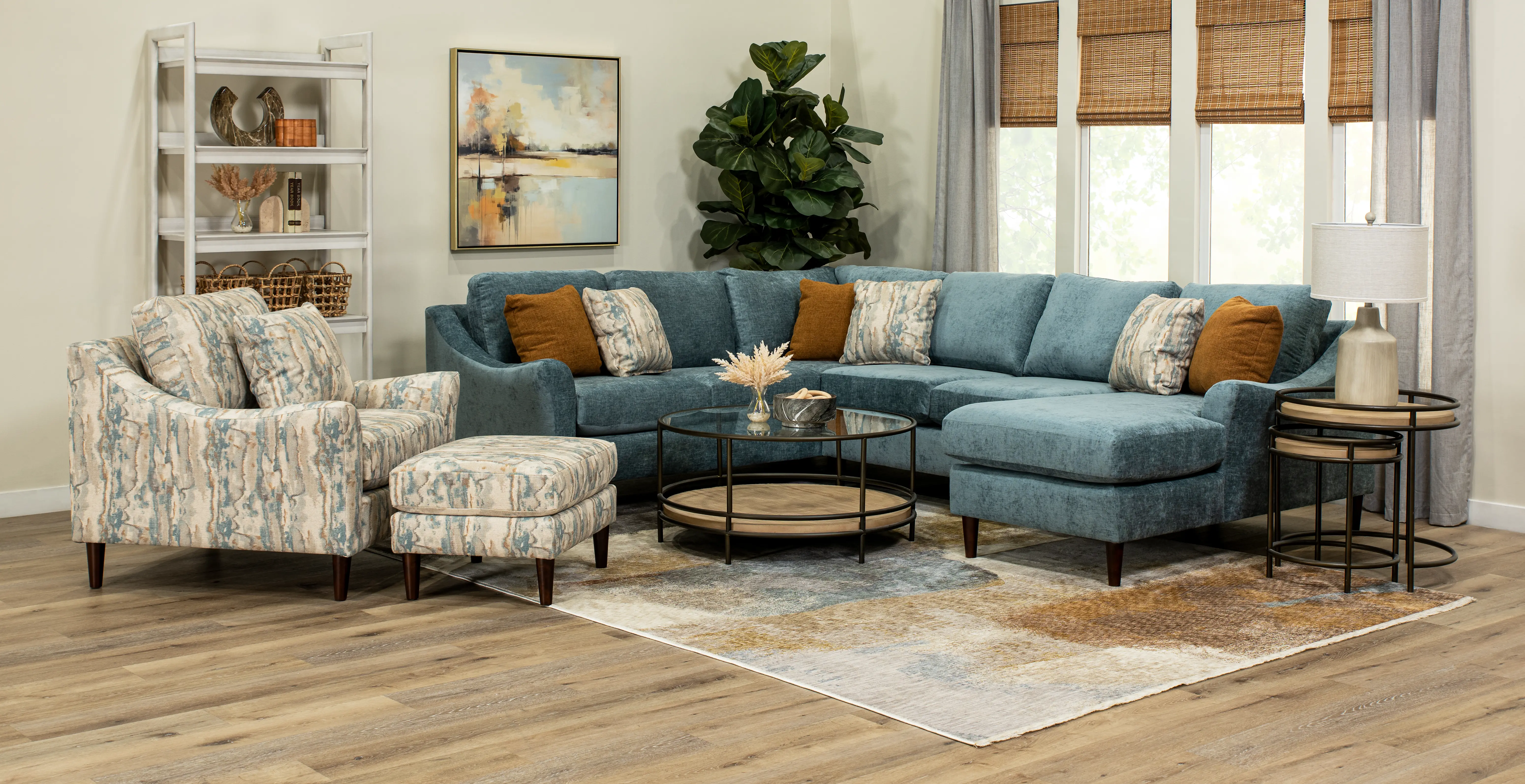 Kinley Blue 3 Piece Sectional-2