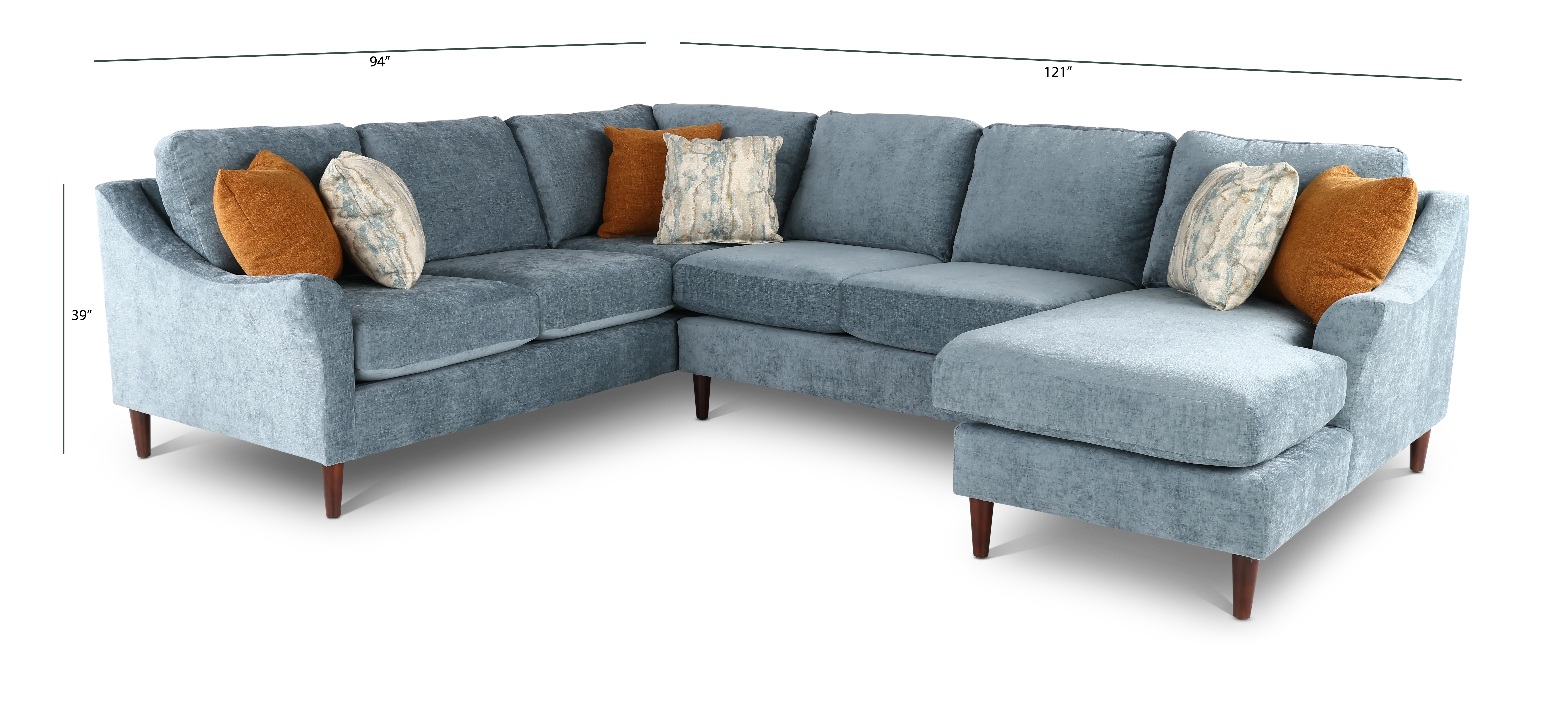 Kinley Blue 3 Piece Sectional-4