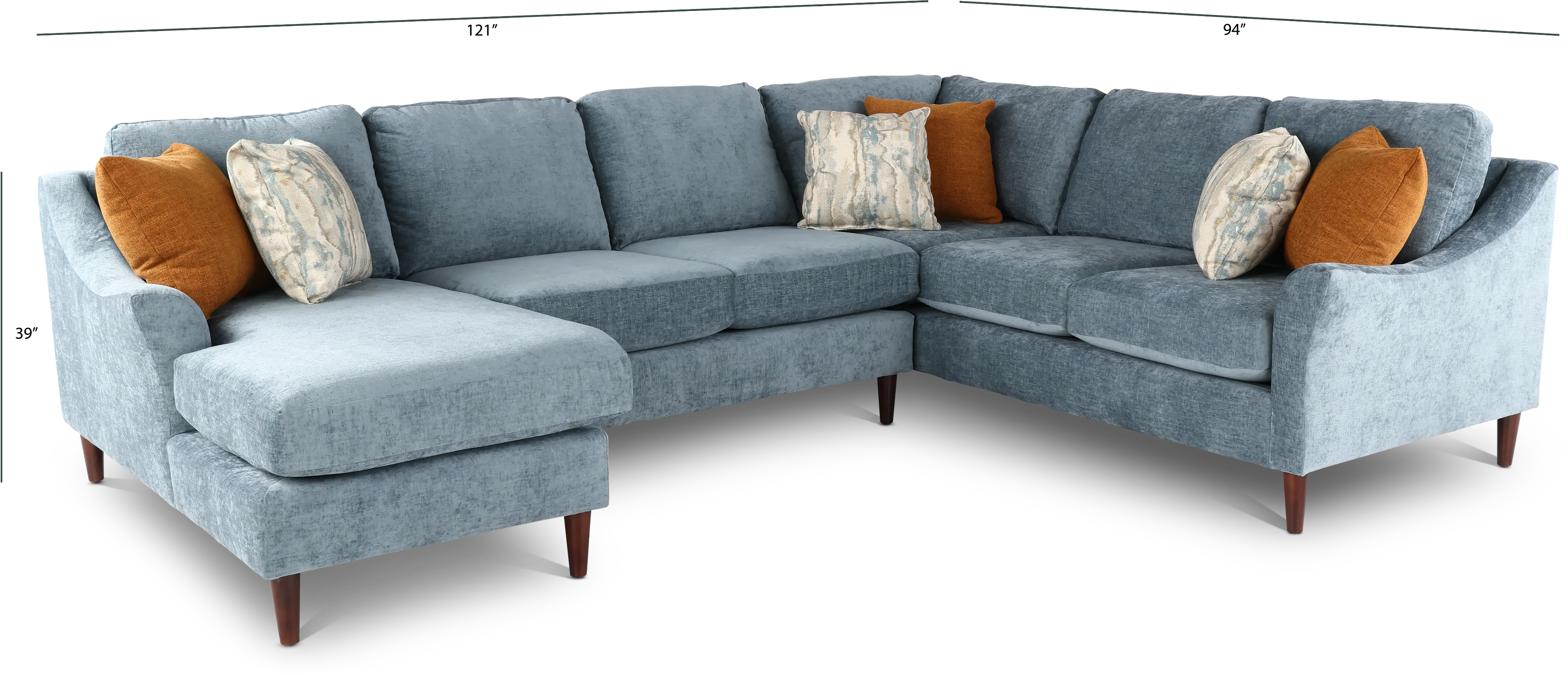 Kinley Blue 3 Piece Sectional-2
