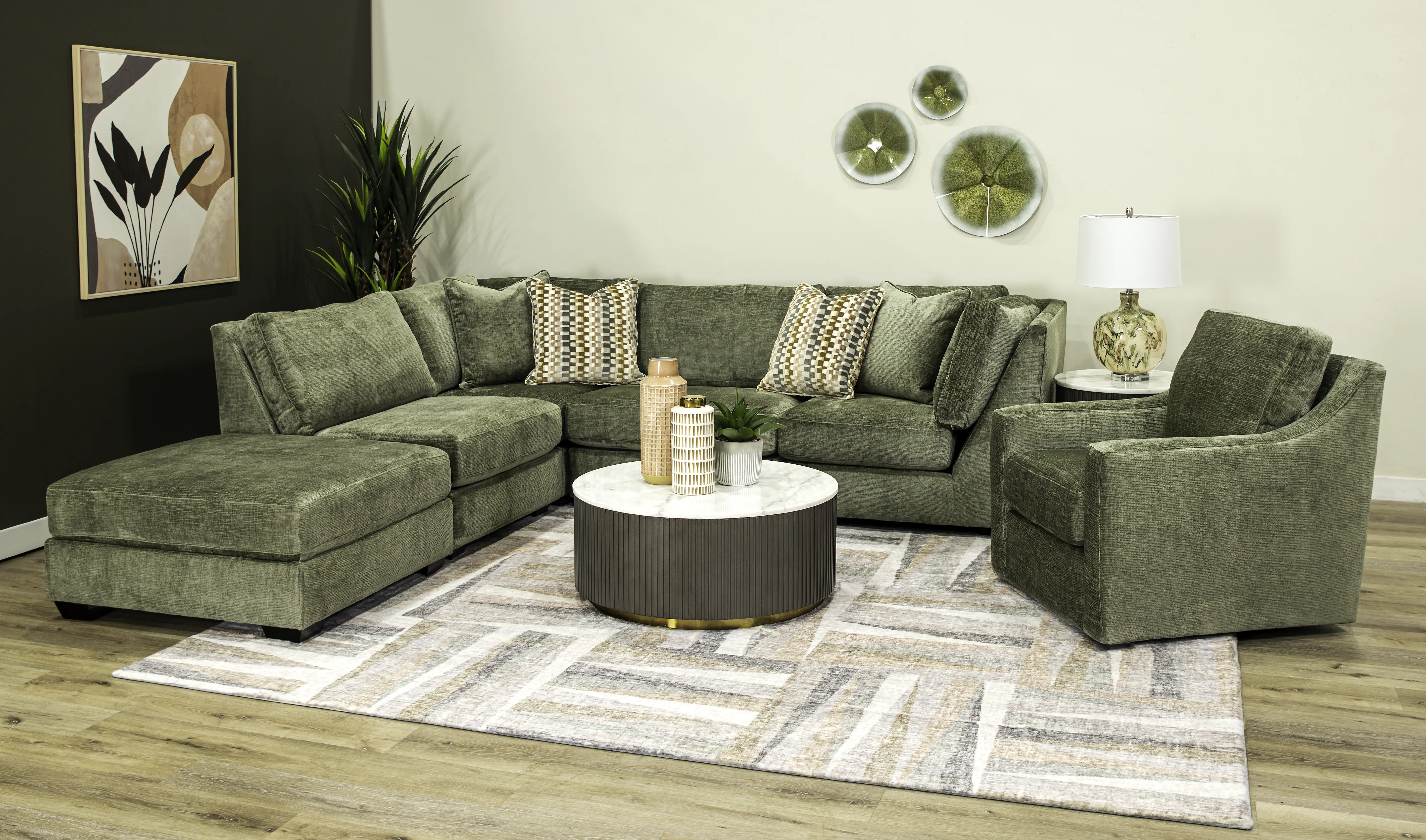 Daniel Olive Green 5 Piece Modular Sectional-2