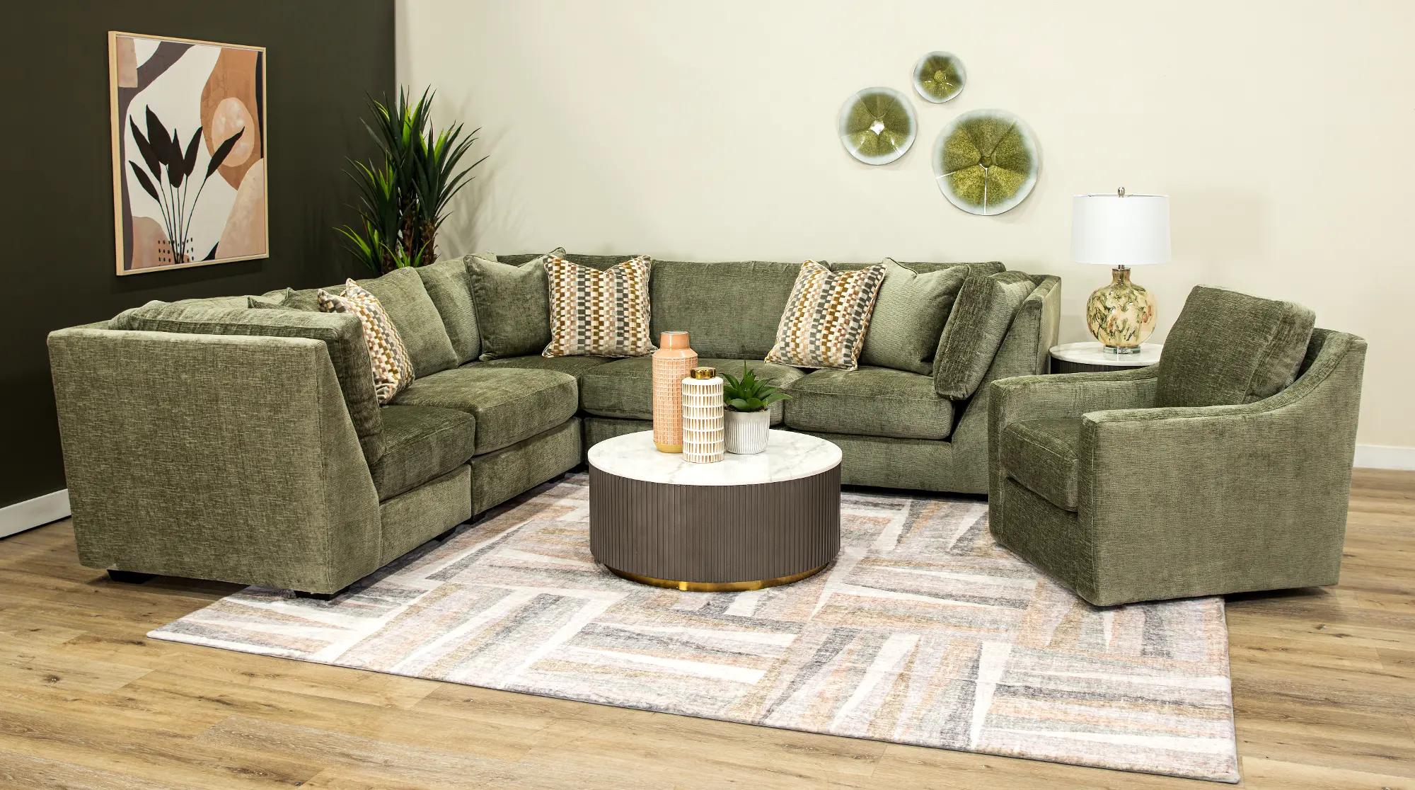 Daniel Olive Green 5 Piece Modular Sectional | RC Willey