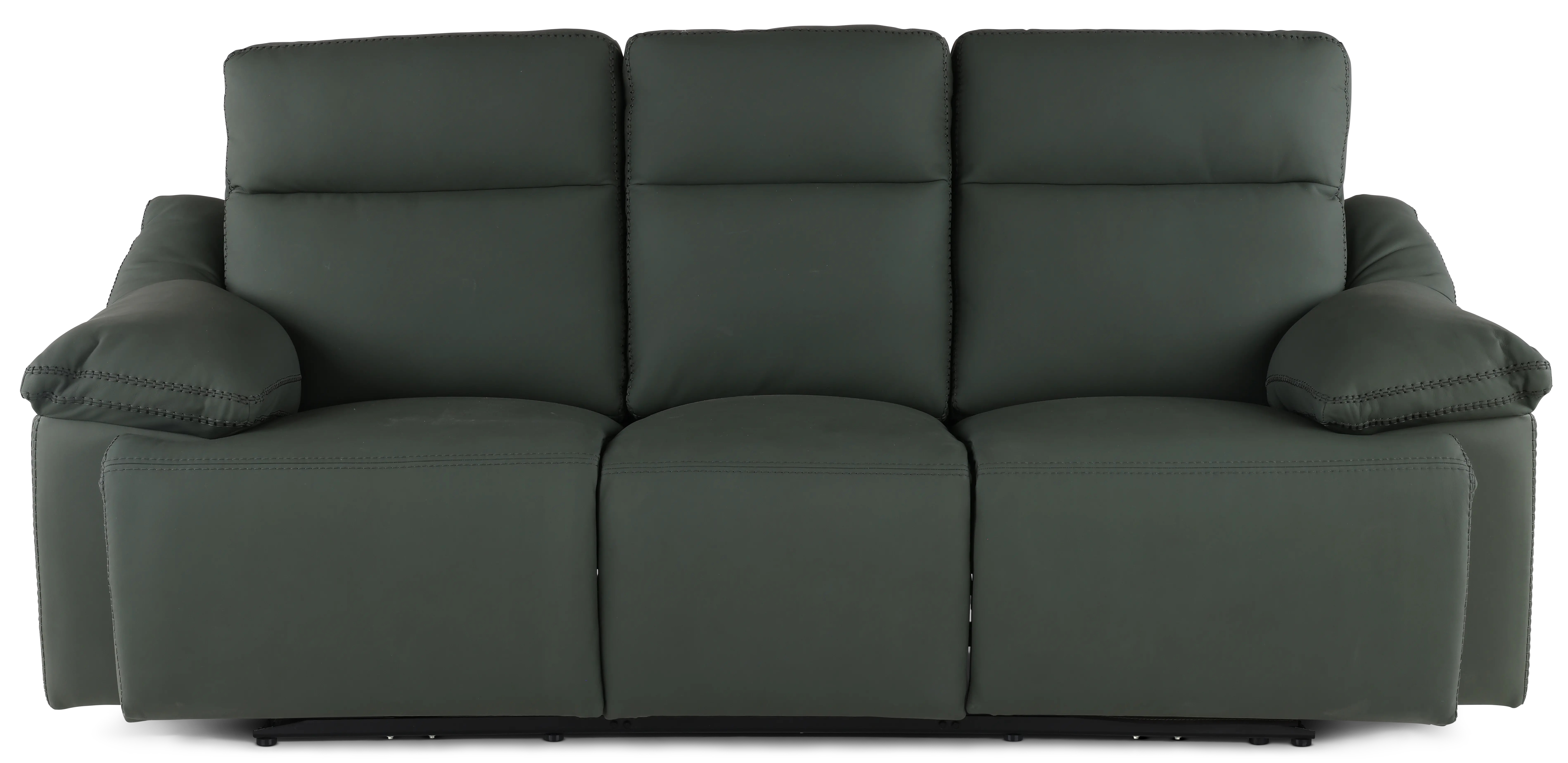 Istanbul Dark Green Leather Power Reclining Sofa with Power Headrests-1