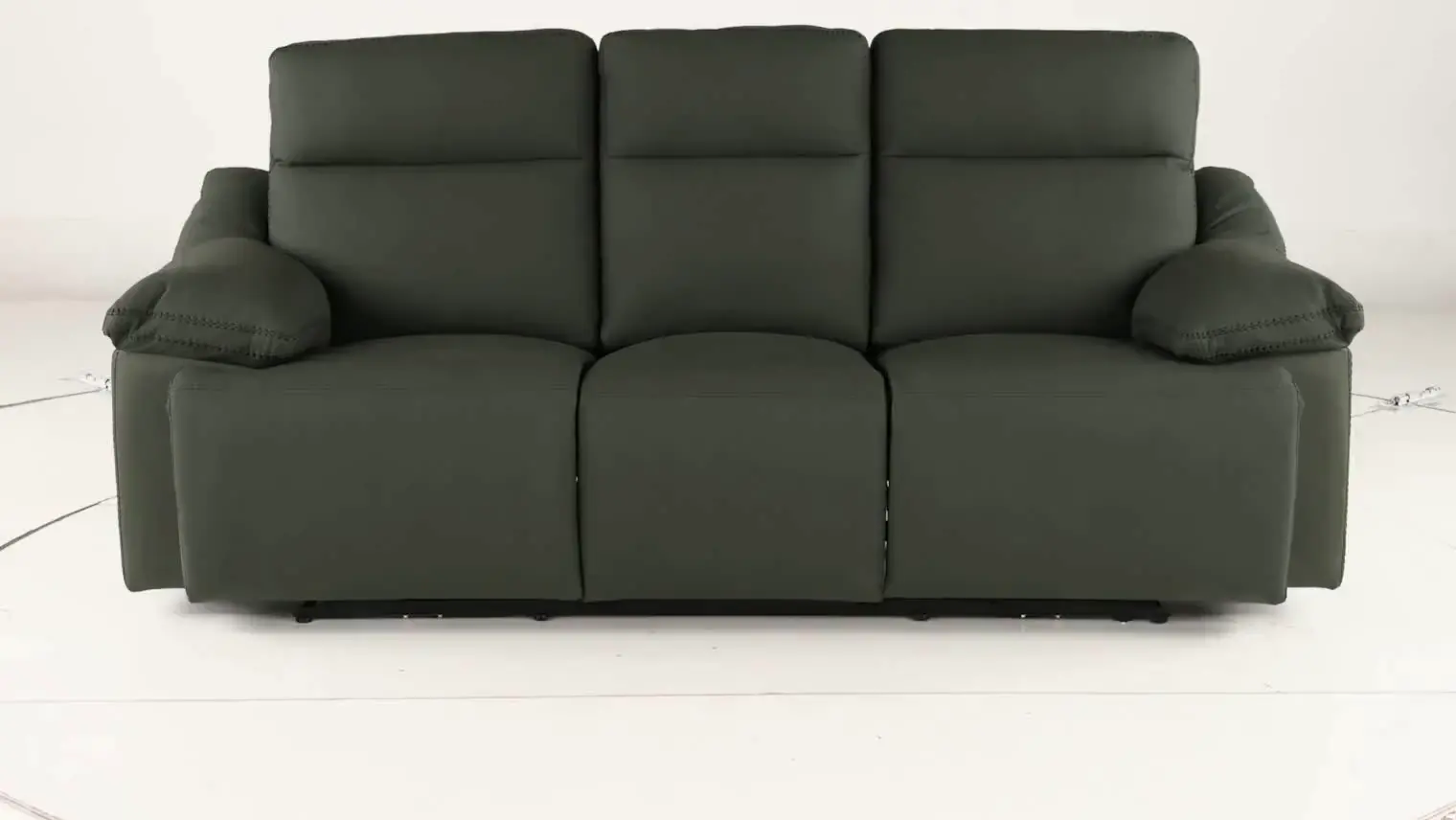 Istanbul Dark Green Leather Power Reclining Sofa with Power Headrests-8