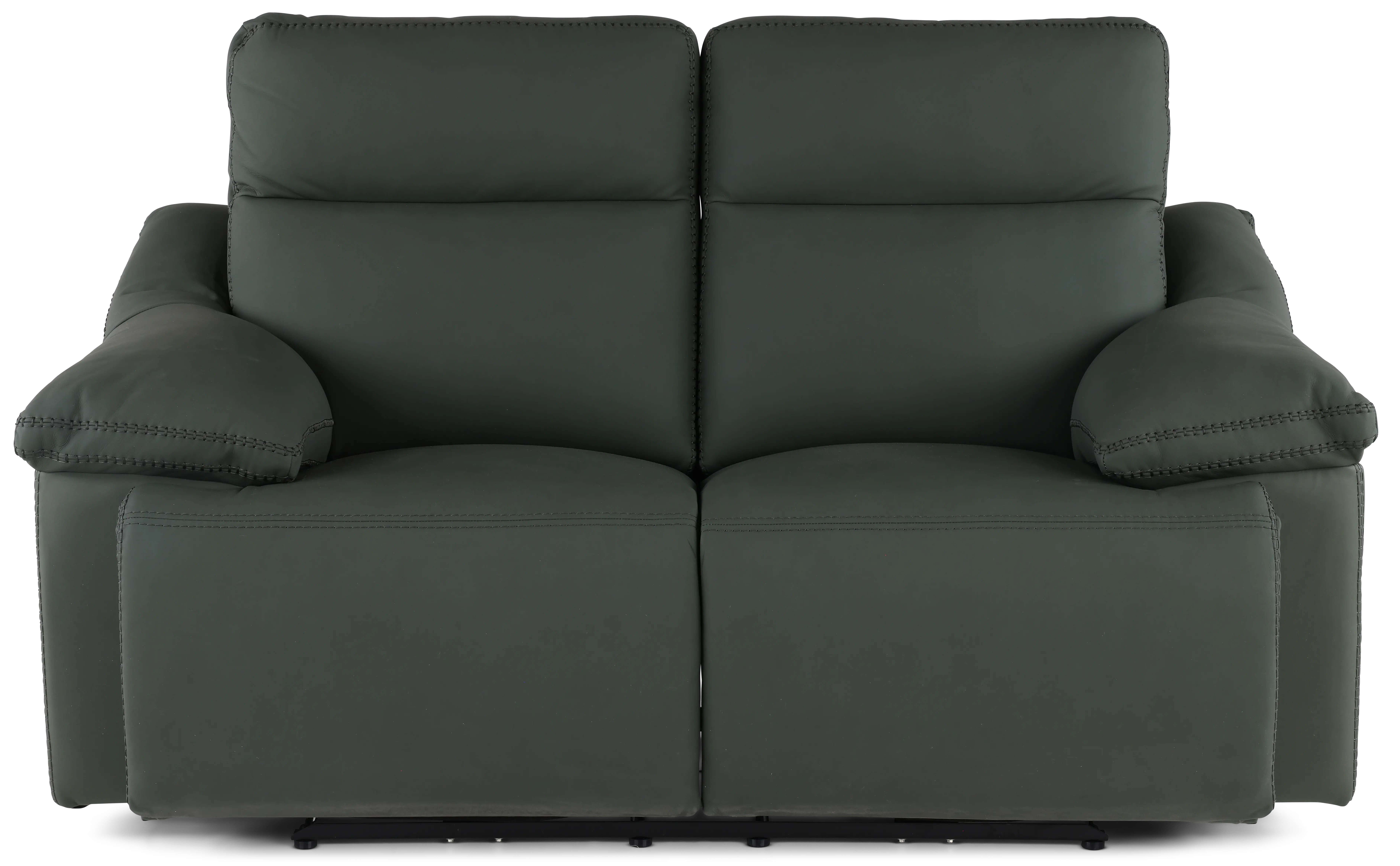 Istanbul Dark Green Leather Power Reclining Loveseat with Power Headrests-1