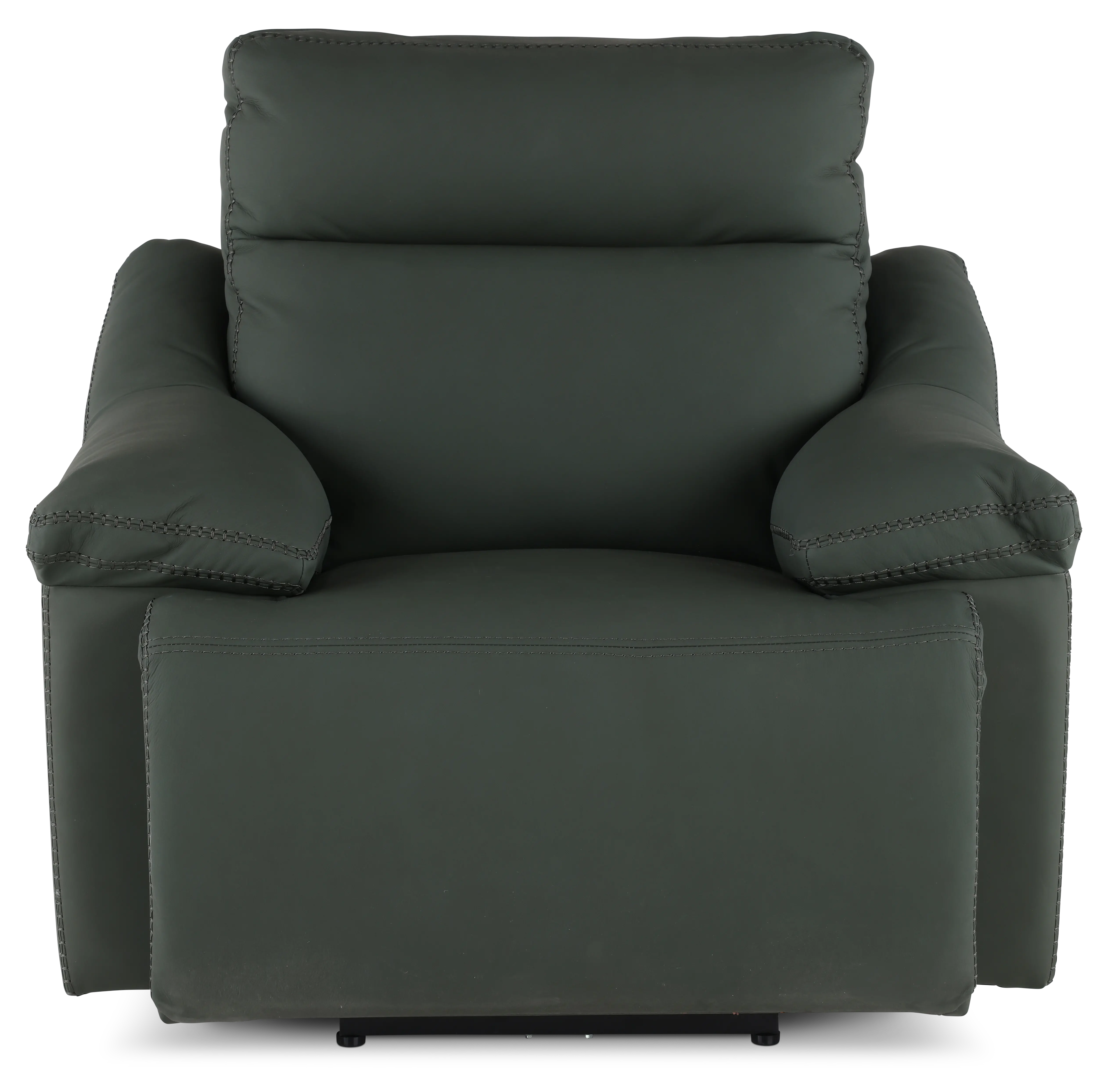Istanbul Dark Green Leather Power Recliner with Power Headrest-3
