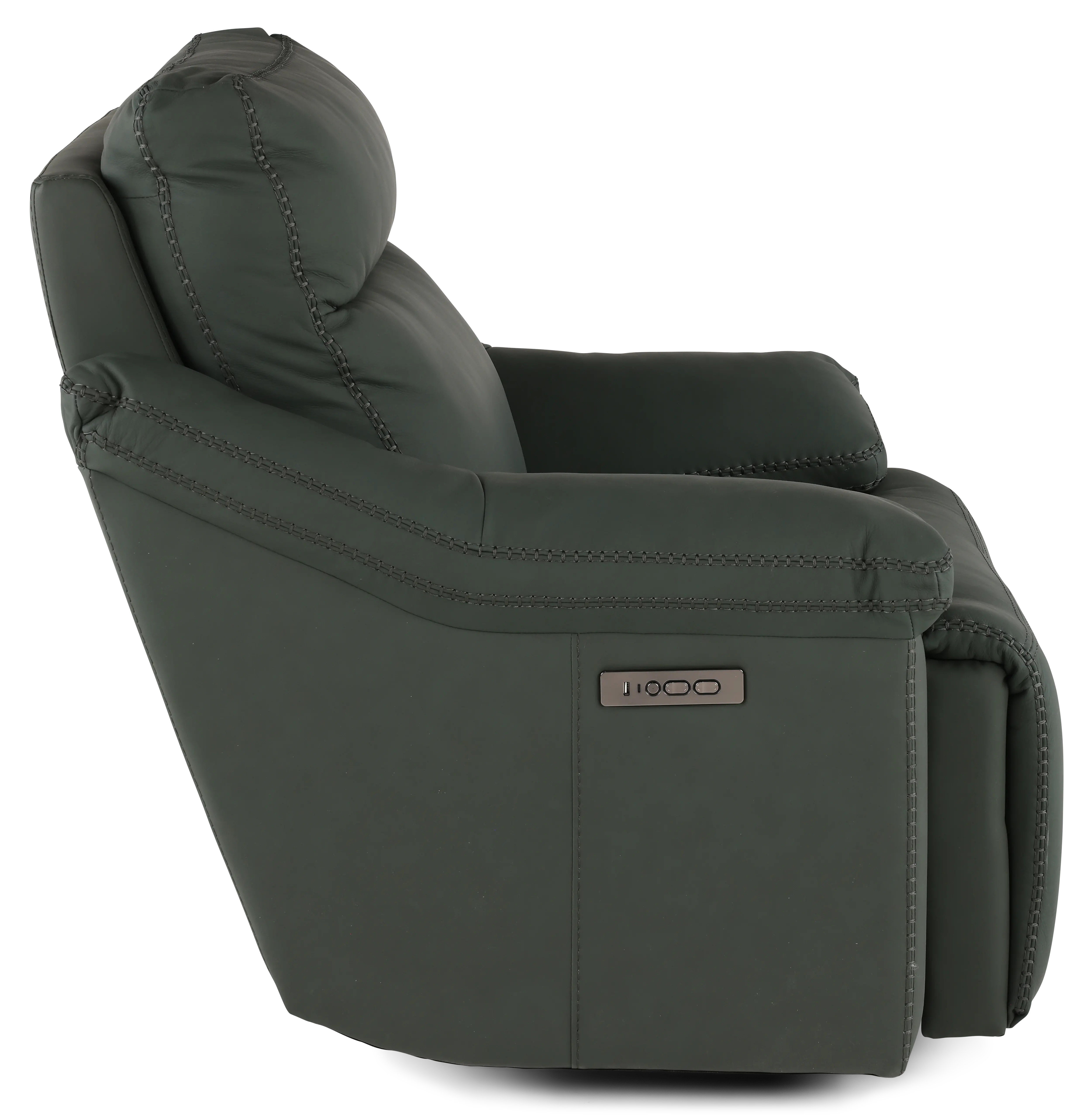 Istanbul Dark Green Leather Power Recliner with Power Headrest-5
