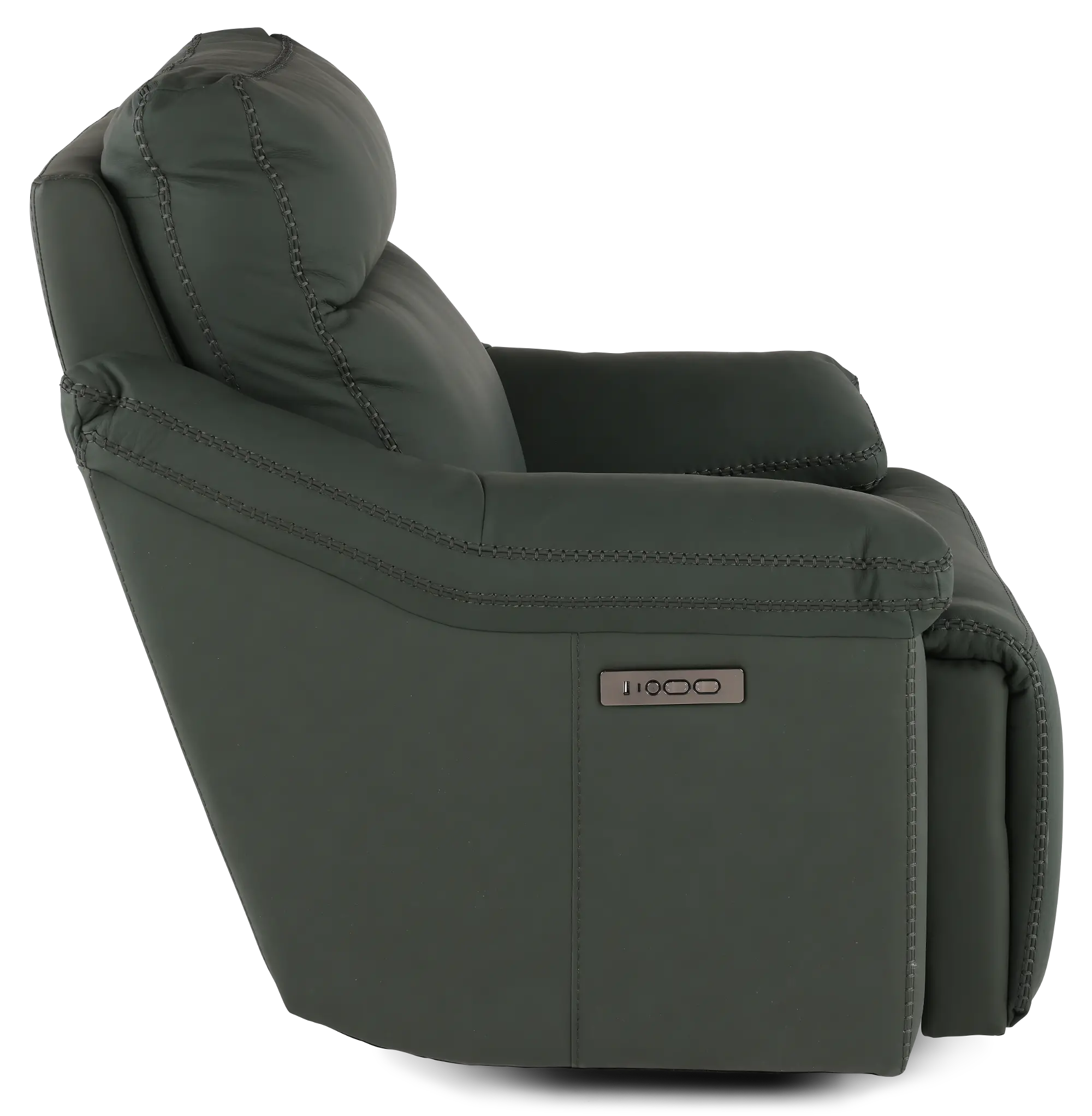 Istanbul Dark Green Leather Power Recliner with Power Headrest