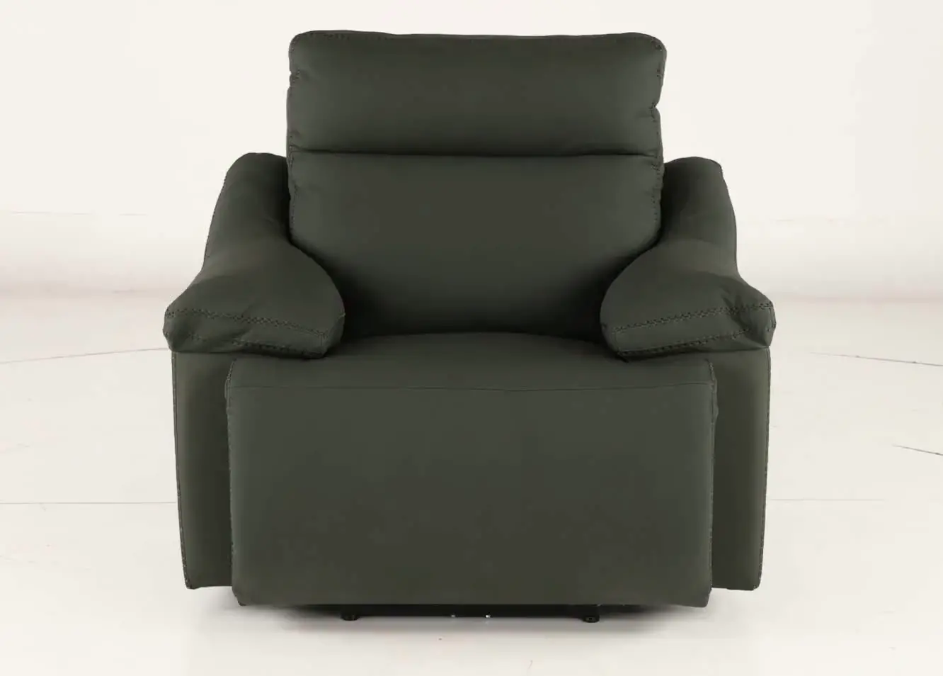 Istanbul Dark Green Leather Power Recliner with Power Headrest-9