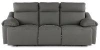 Istanbul Gray Leather Power Reclining Sofa with Power Headrests