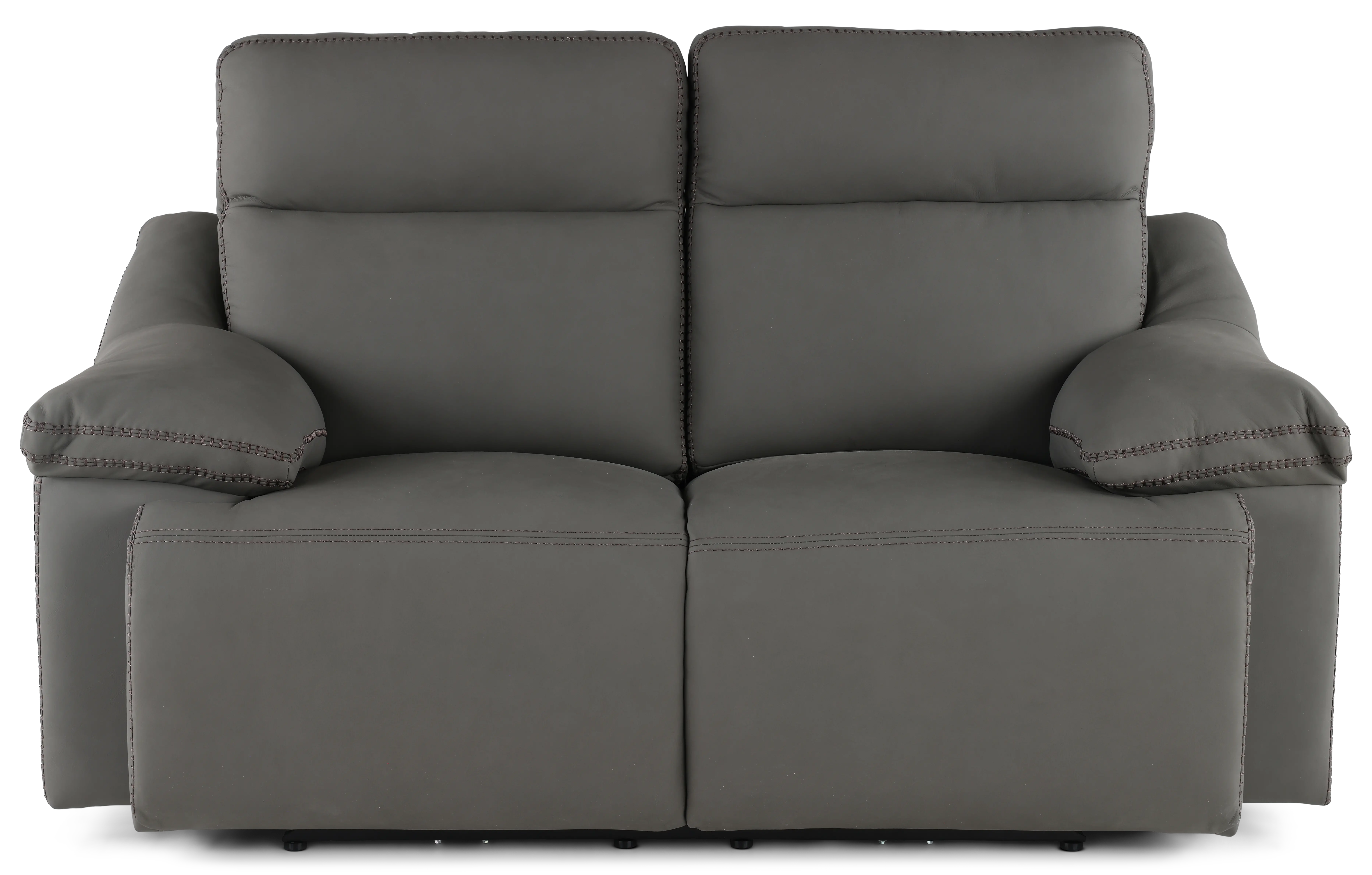 Istanbul Gray Leather Power Reclining Loveseat with Power Headrests-1