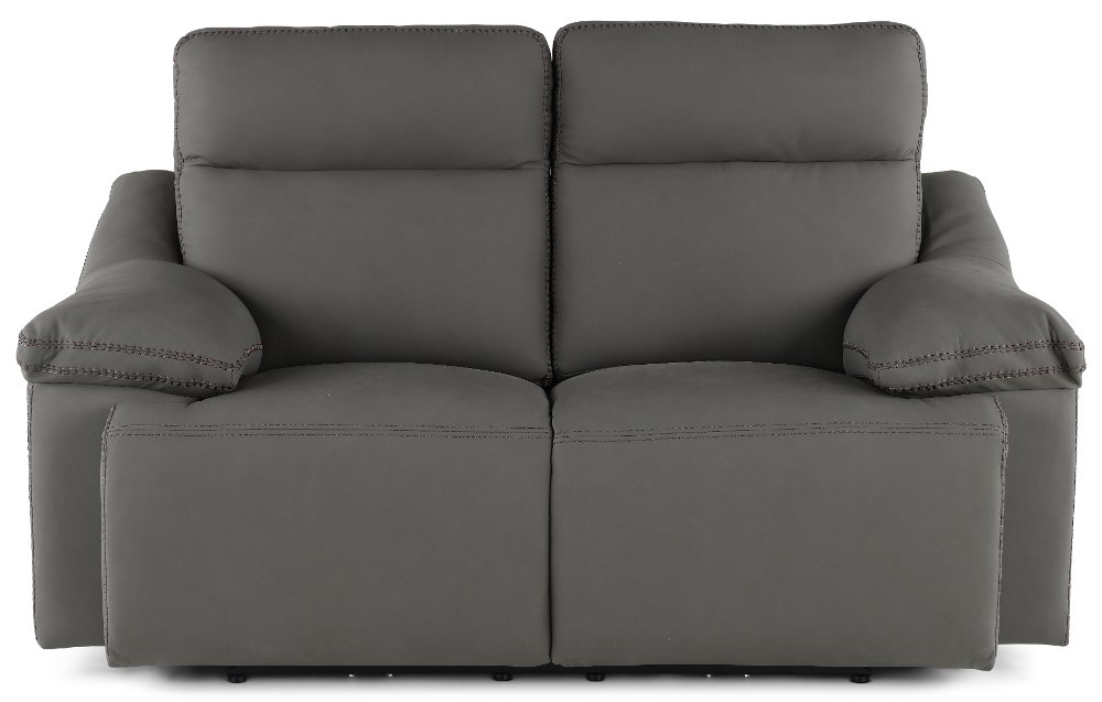 Istanbul Gray Leather Power Reclining Loveseat with Power Headrests