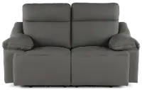 Istanbul Gray Leather Power Reclining Loveseat with Power Headrests