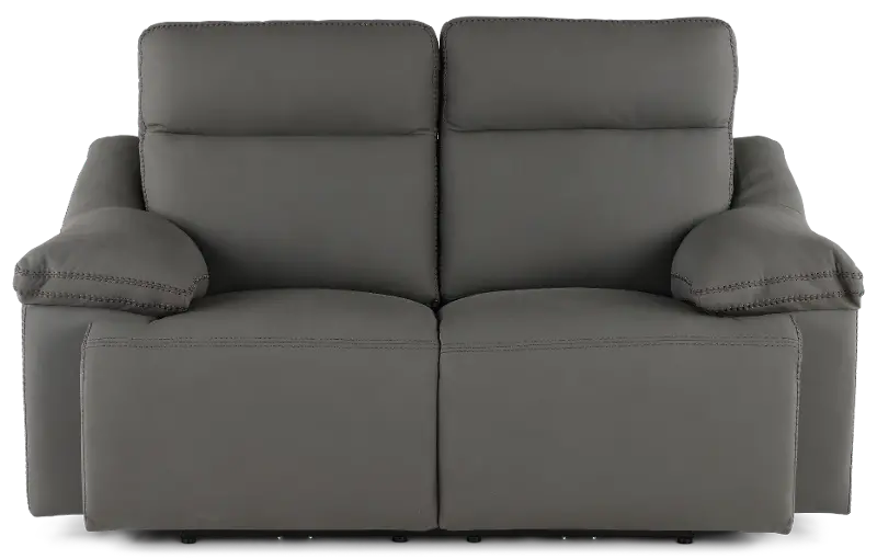 Istanbul Gray Leather Power Reclining Loveseat with Power Headrests