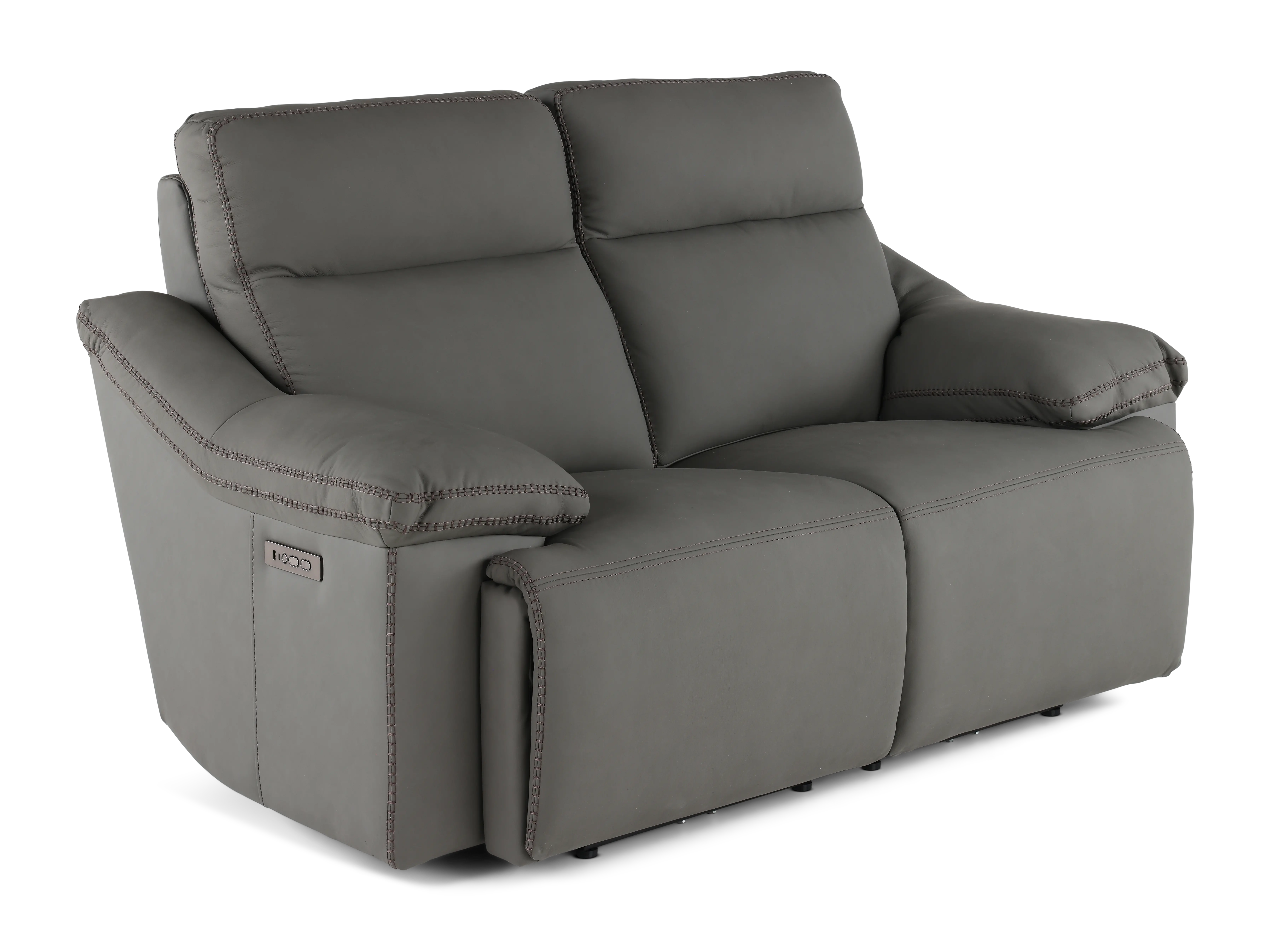 Istanbul Gray Leather Power Reclining Loveseat with Power Headrests-3