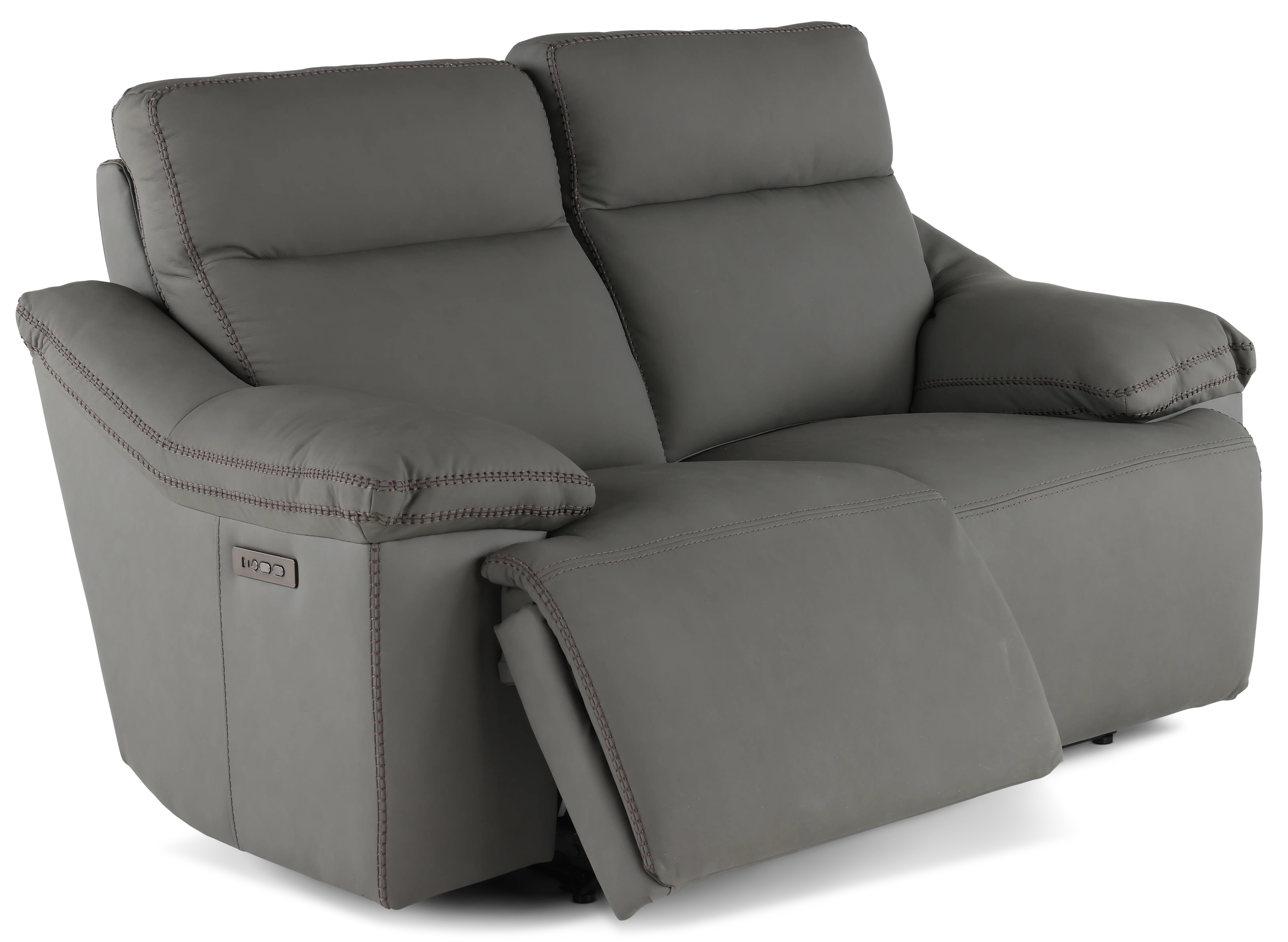 Istanbul Gray Leather Power Reclining Loveseat with Power Headrests-4