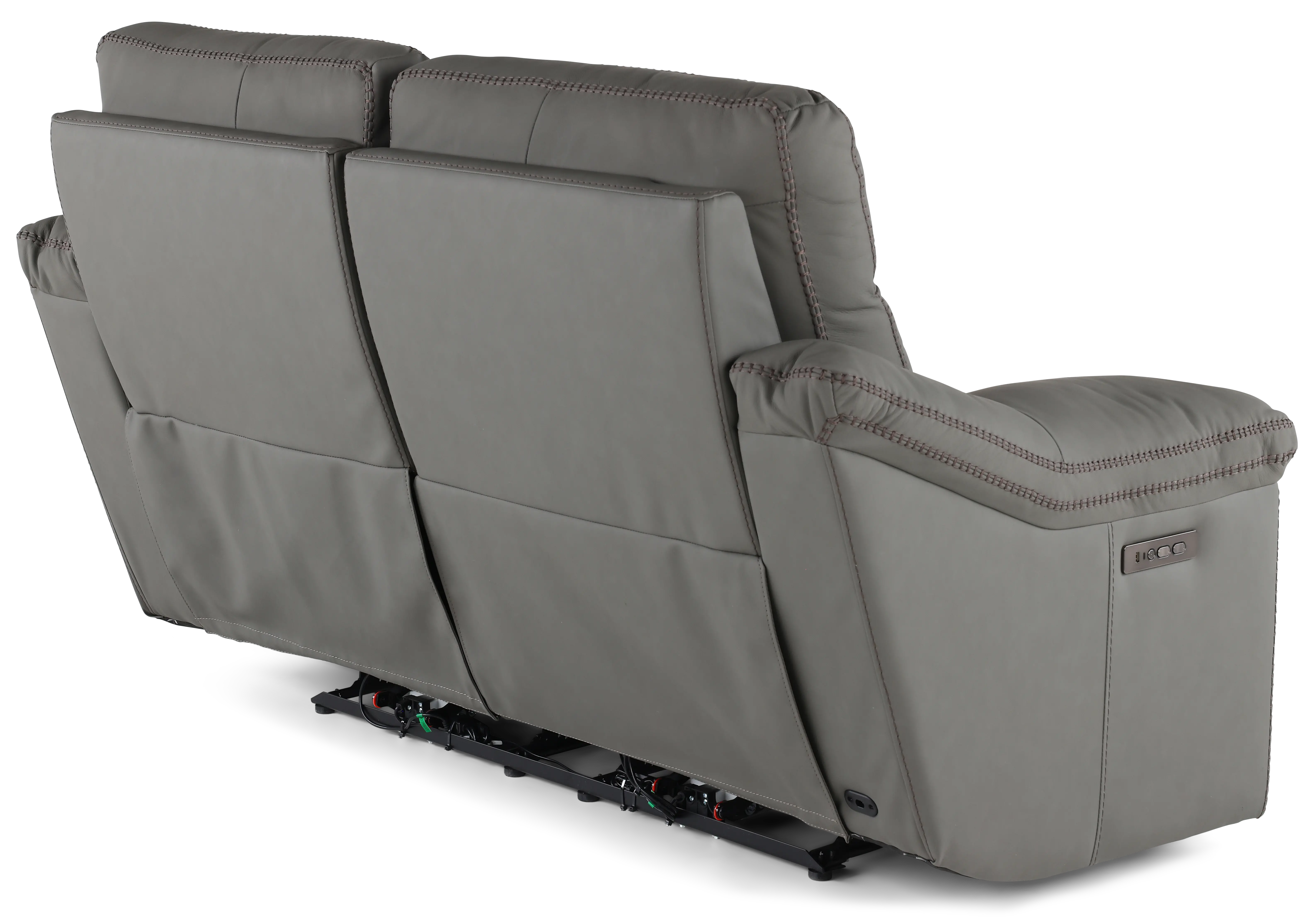 Istanbul Gray Leather Power Reclining Loveseat with Power Headrests-5