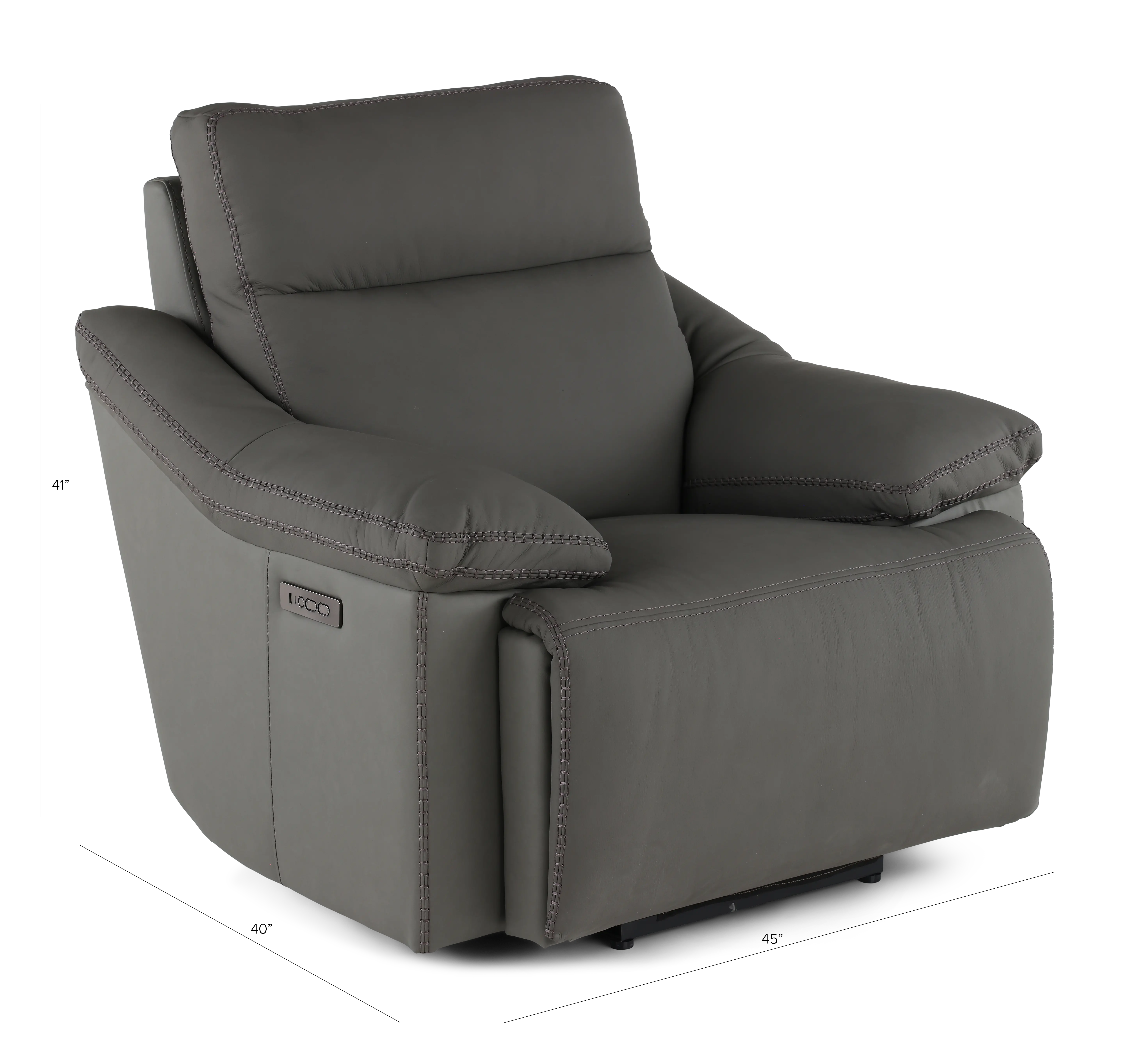 Istanbul Gray Leather Power Recliner with Power Headrest-3