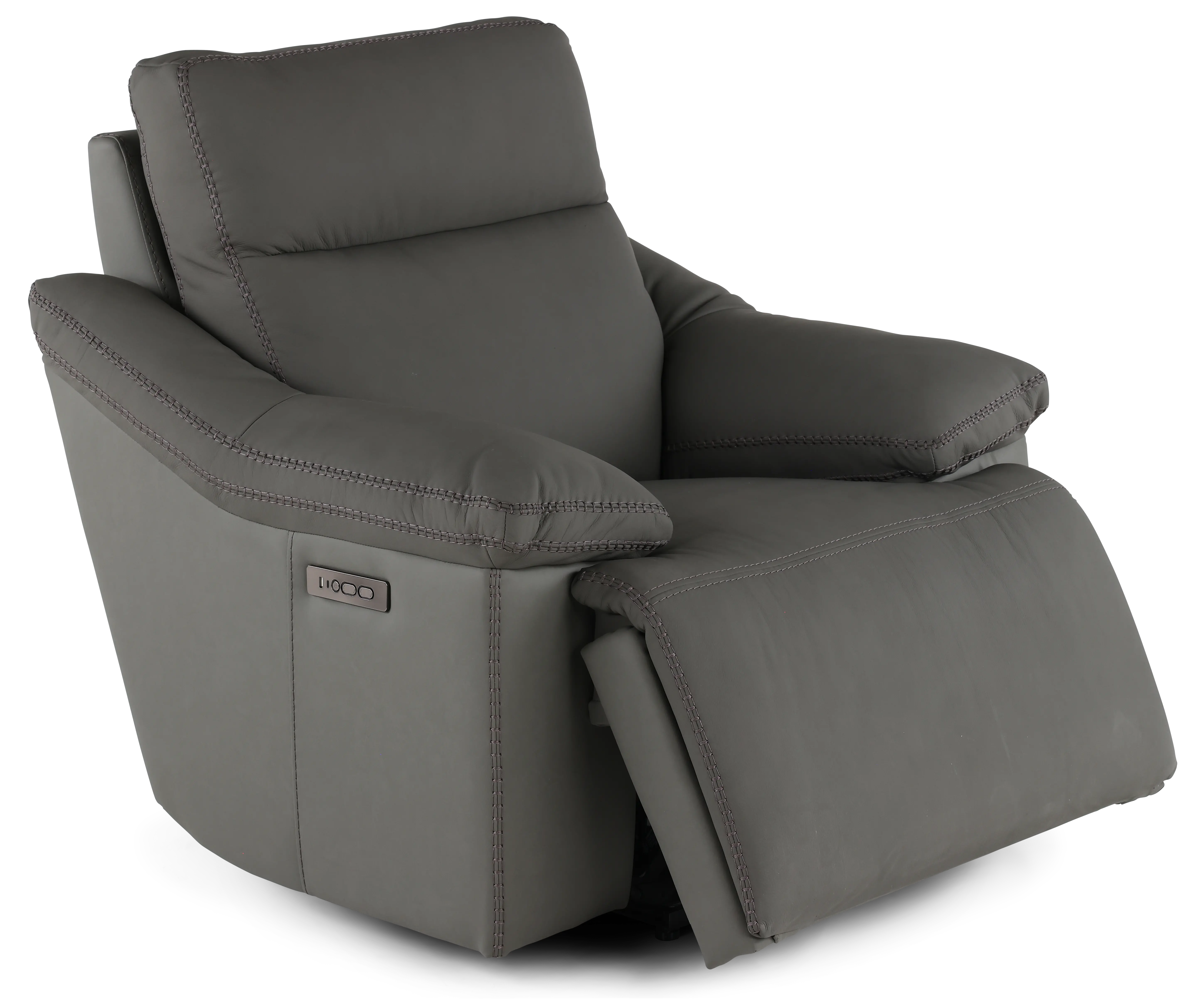 Istanbul Gray Leather Power Recliner with Power Headrest-4