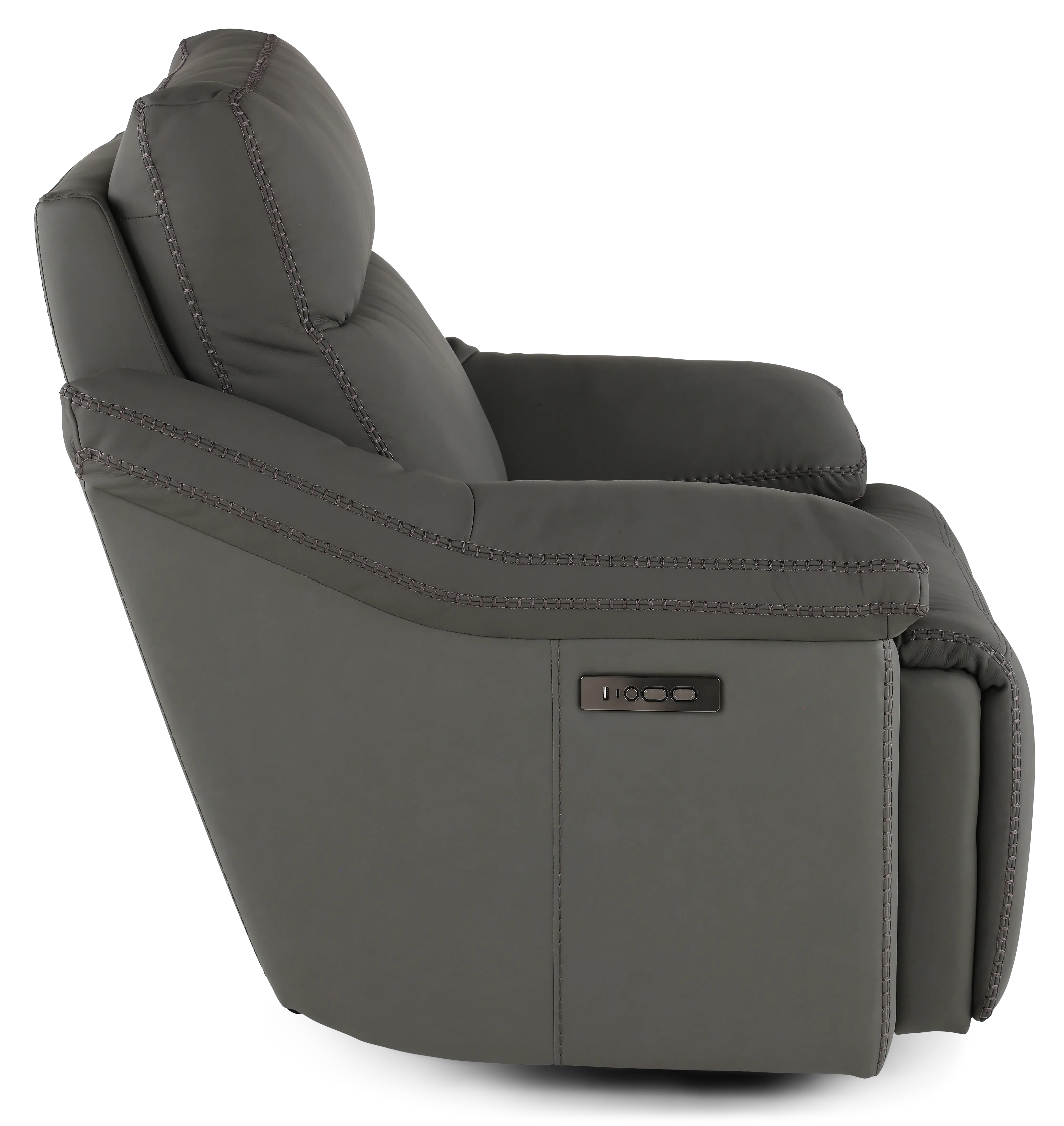 Istanbul Gray Leather Power Recliner with Power Headrest-5
