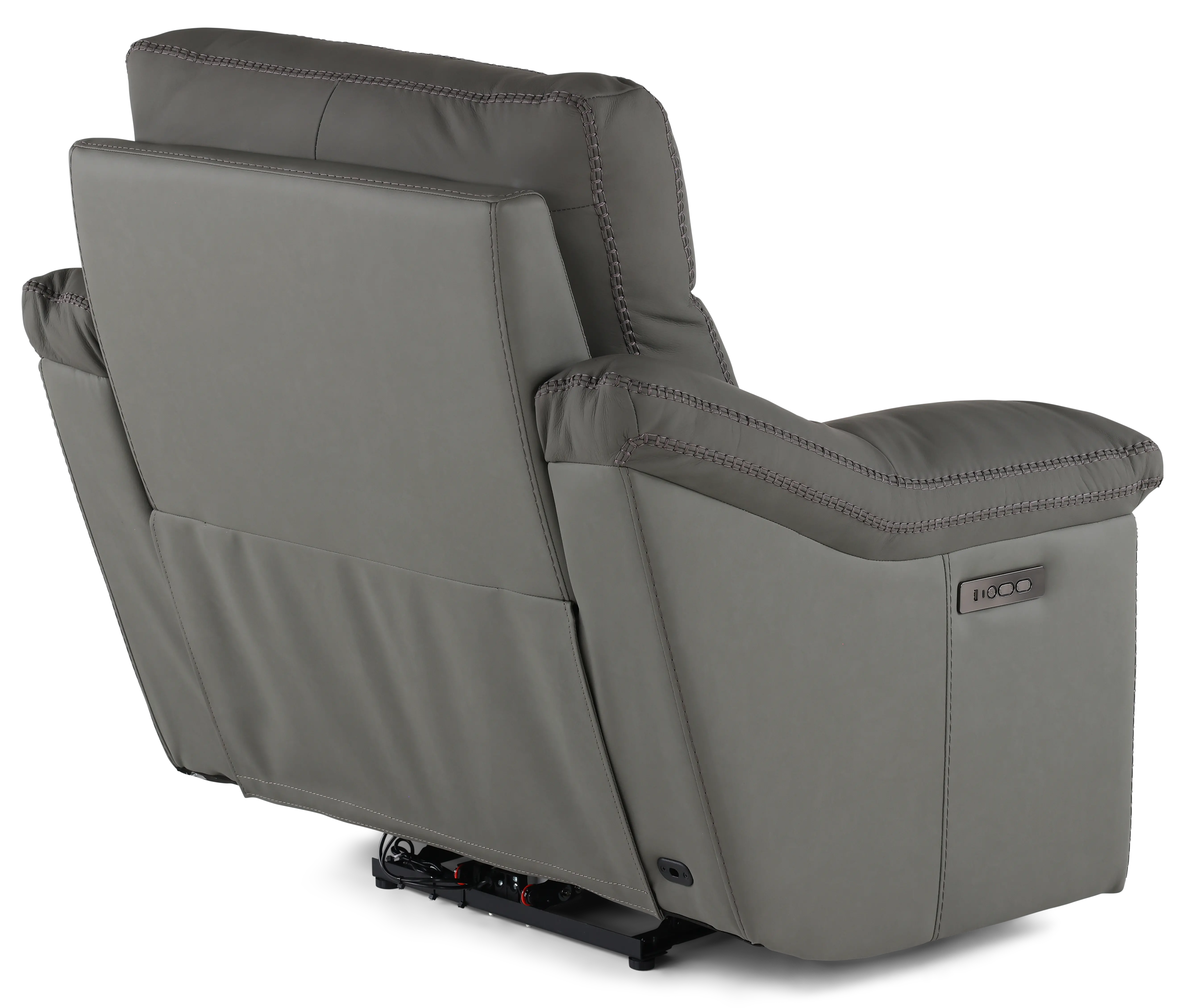 Istanbul Gray Leather Power Recliner with Power Headrest-6