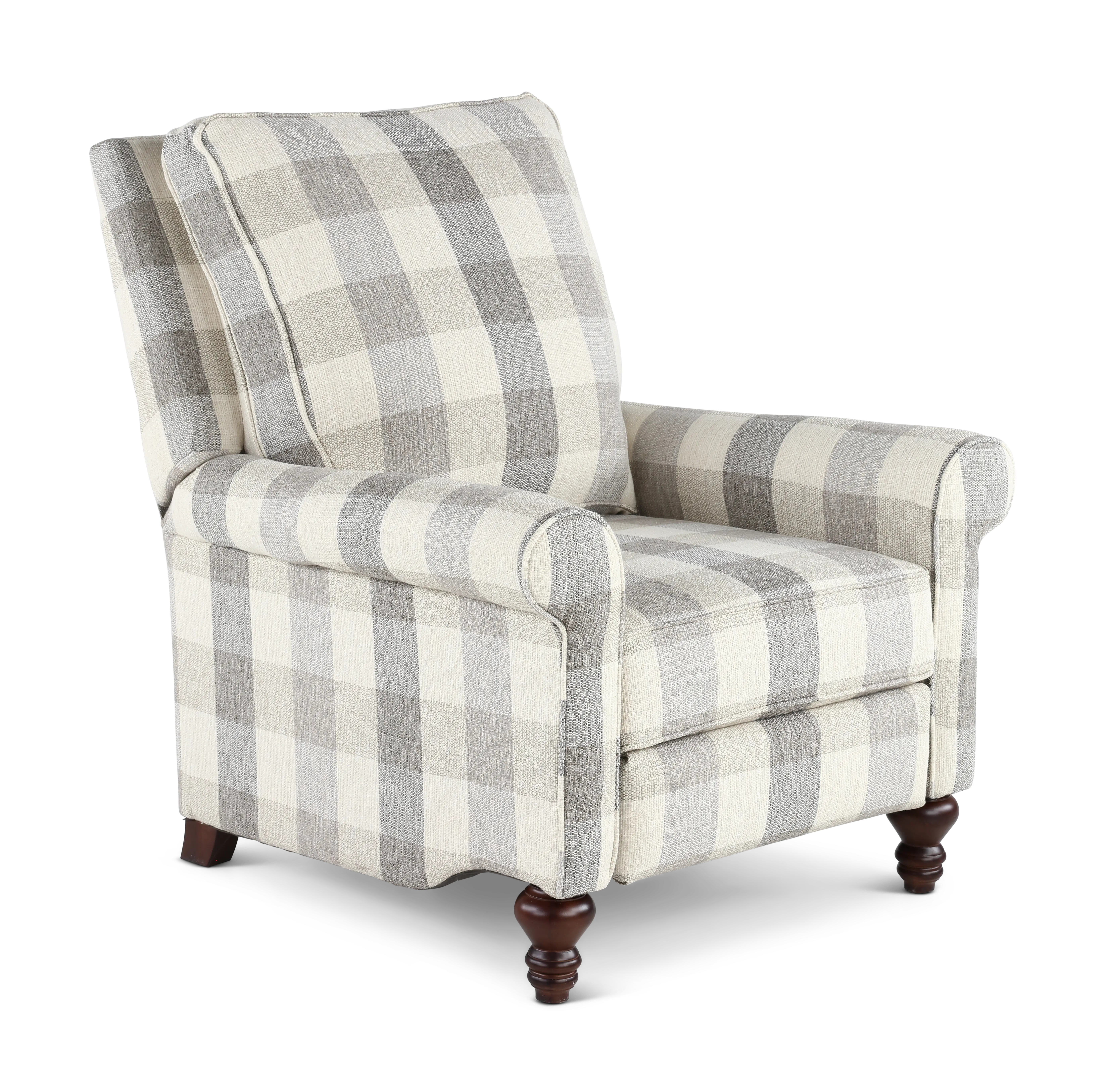 Addie Light Gray Buffalo Check Pushback Recliner-1