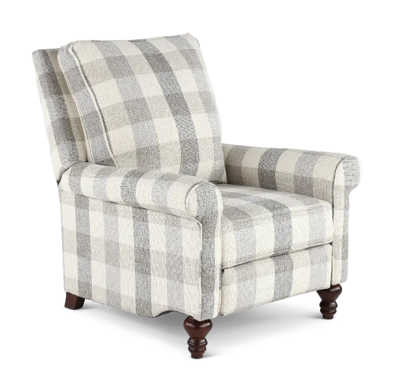 Addie Light Gray Buffalo Check Pushback Recliner
