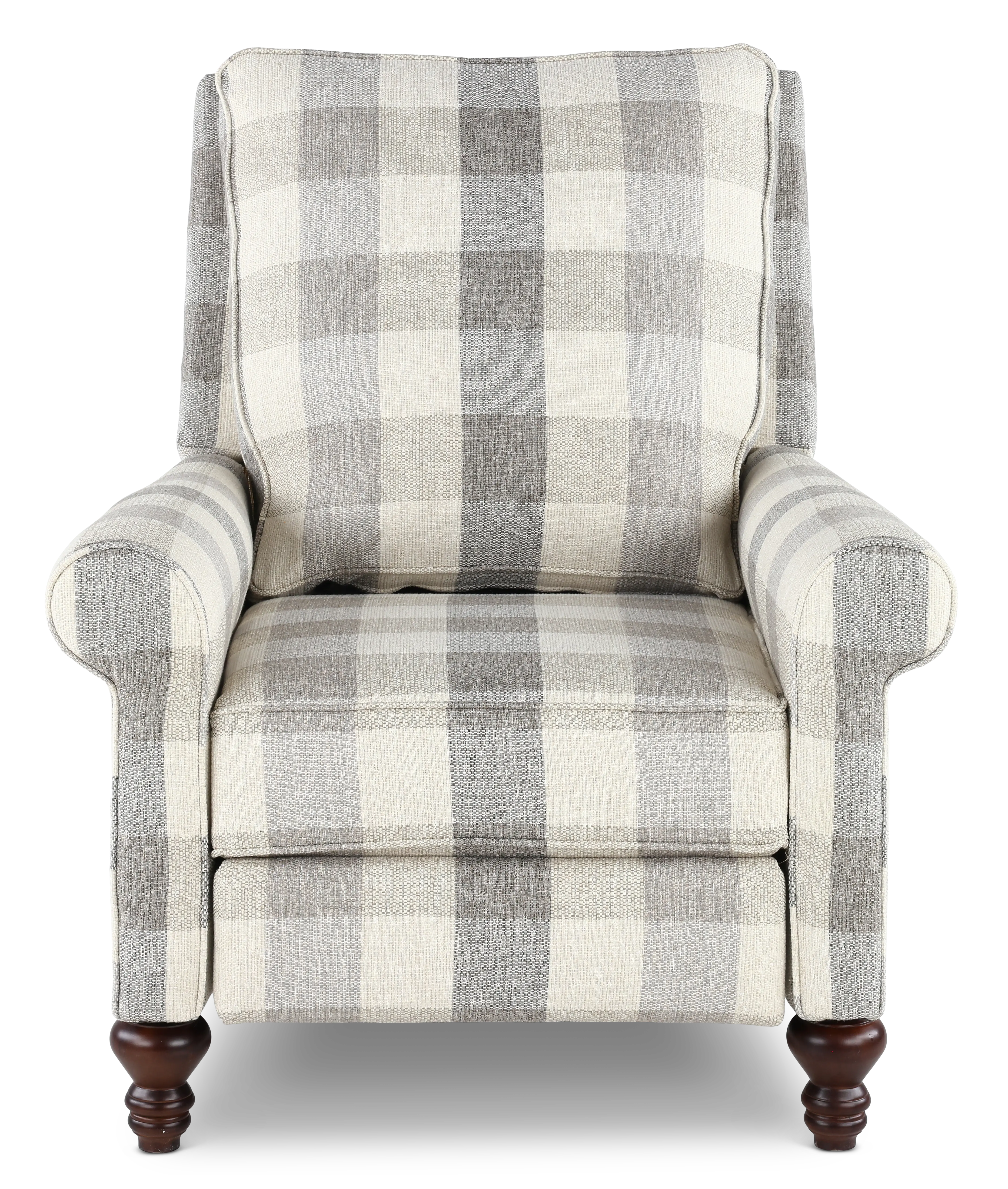 Addie Light Gray Buffalo Check Pushback Recliner-4