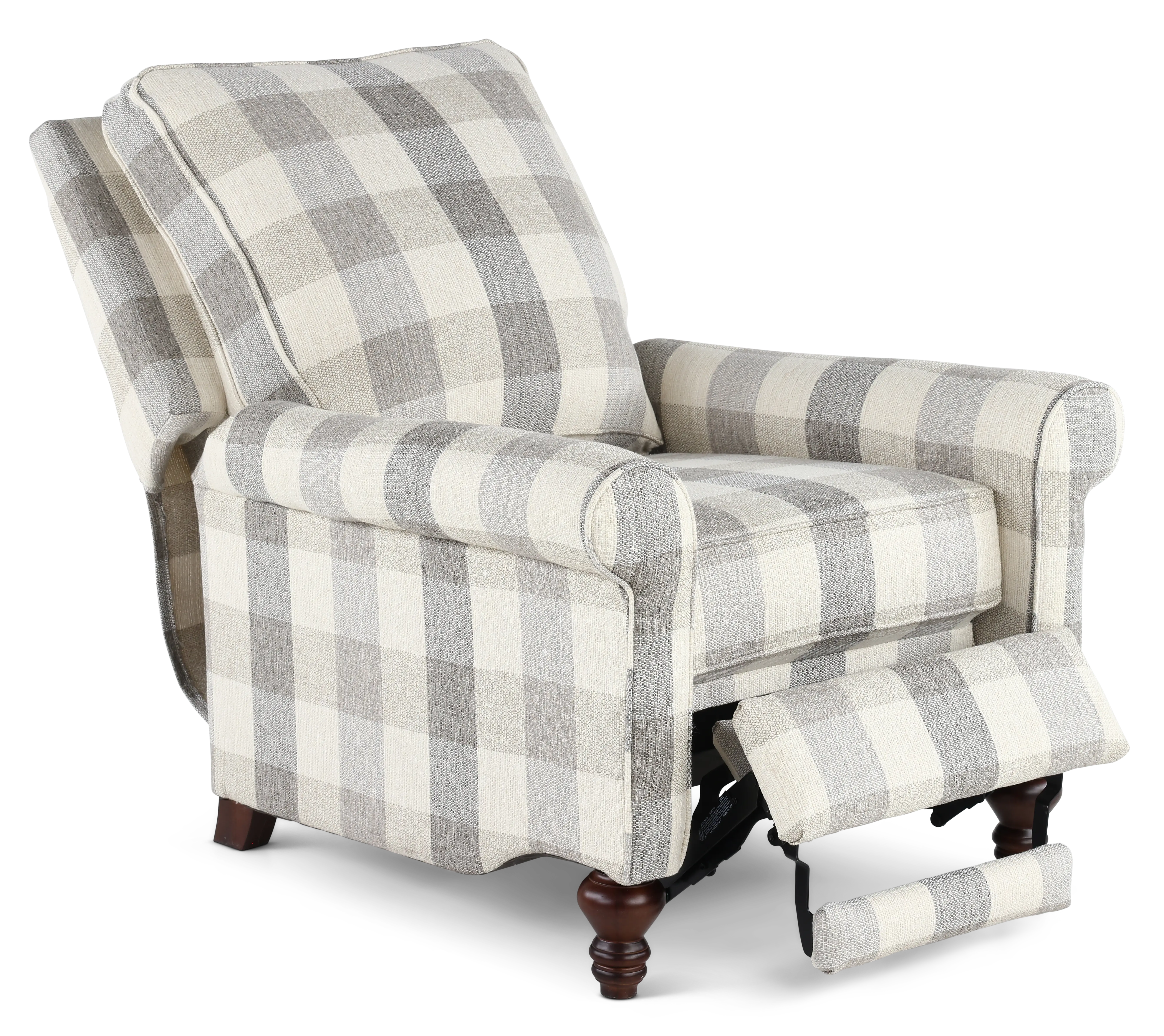 Addie Light Gray Buffalo Check Pushback Recliner-5
