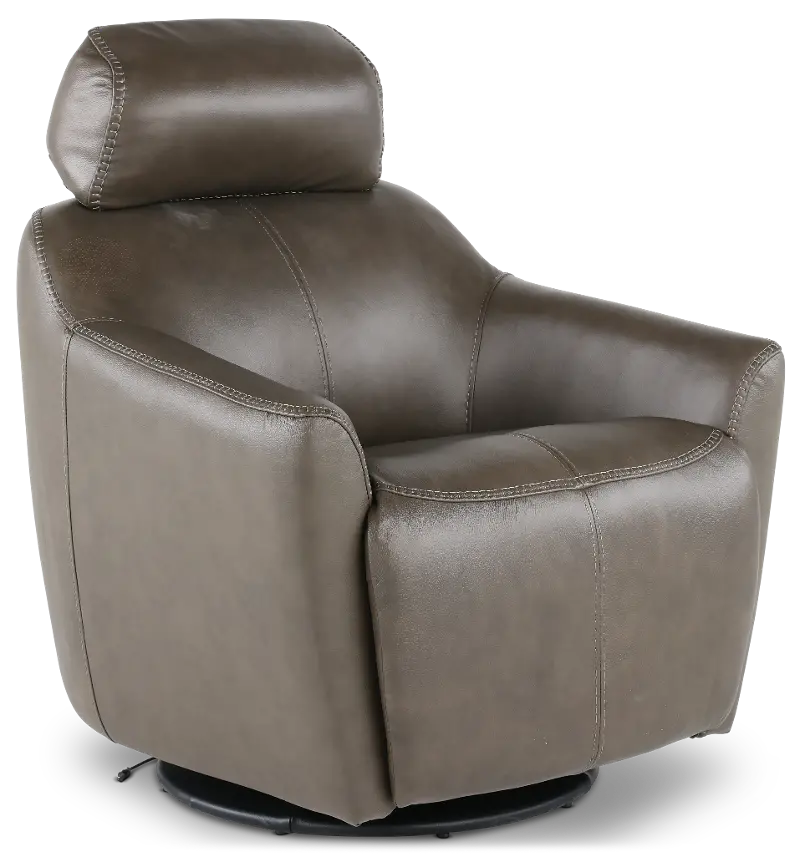 Naxos Lontra Gray Swivel Power Recliner with Audio Headrest