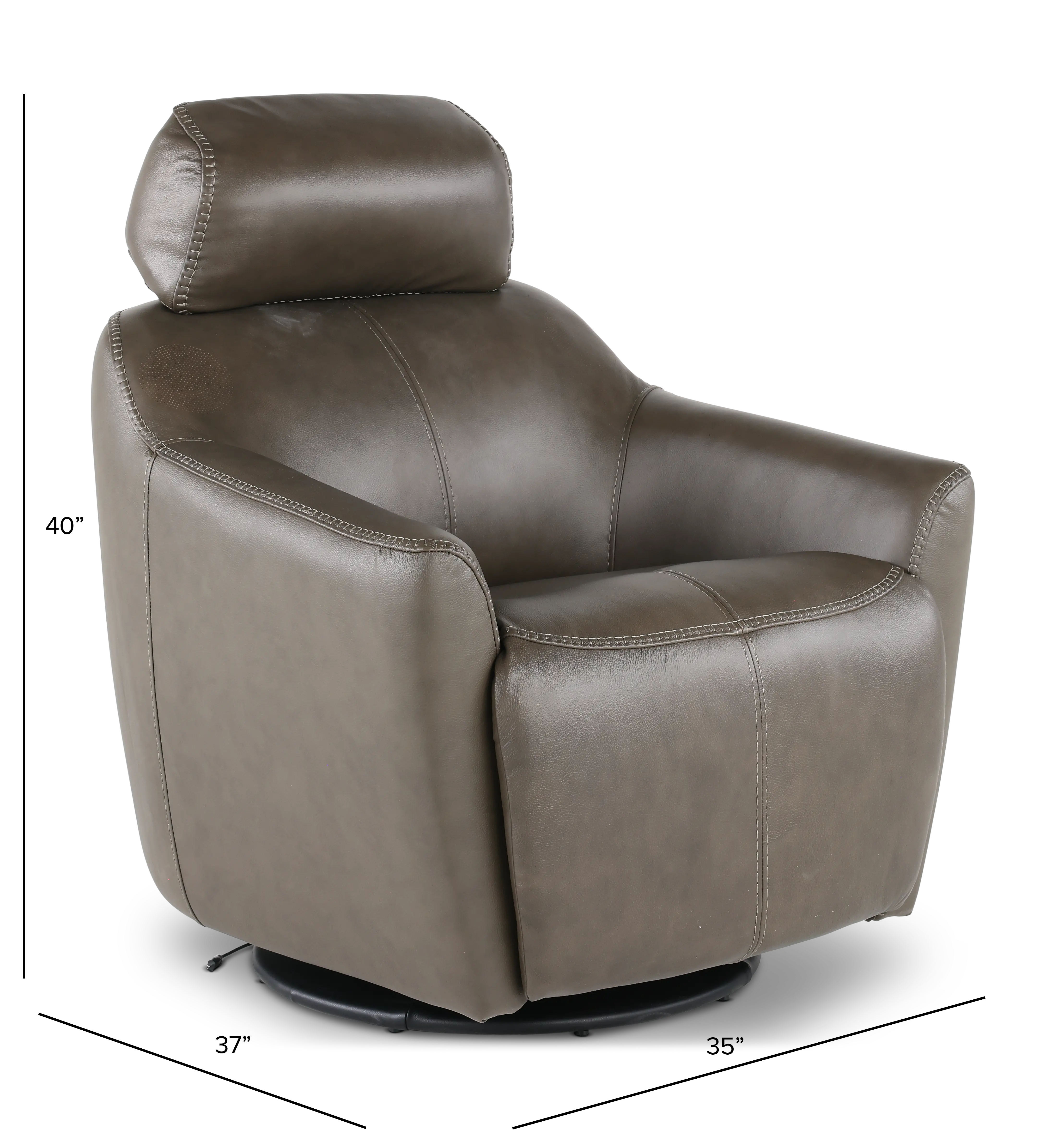Naxos Lontra Gray Swivel Power Recliner with Audio Headrest-3