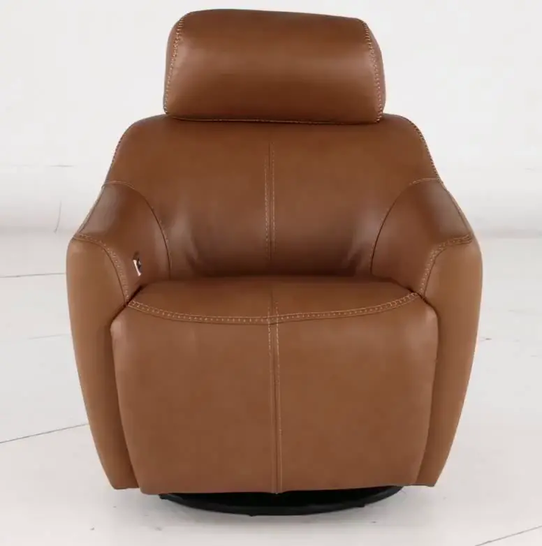 Naxos Butternut Light Brown Swivel Power Recliner with Audio Headrest-10