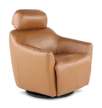 Naxos Butternut Light Brown Swivel Power Recliner with Audio Headrest