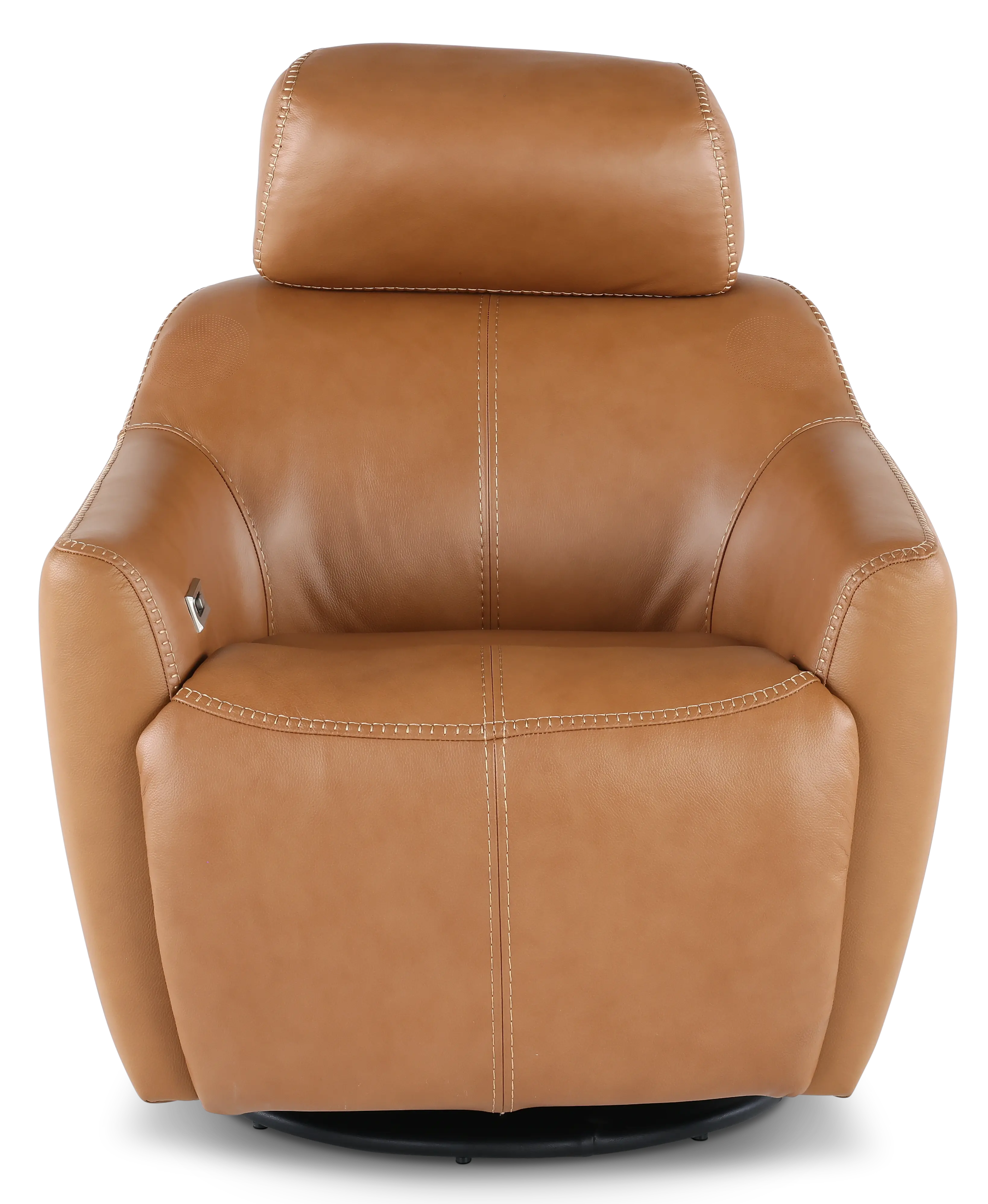Naxos Butternut Light Brown Swivel Power Recliner with Audio Headrest-2