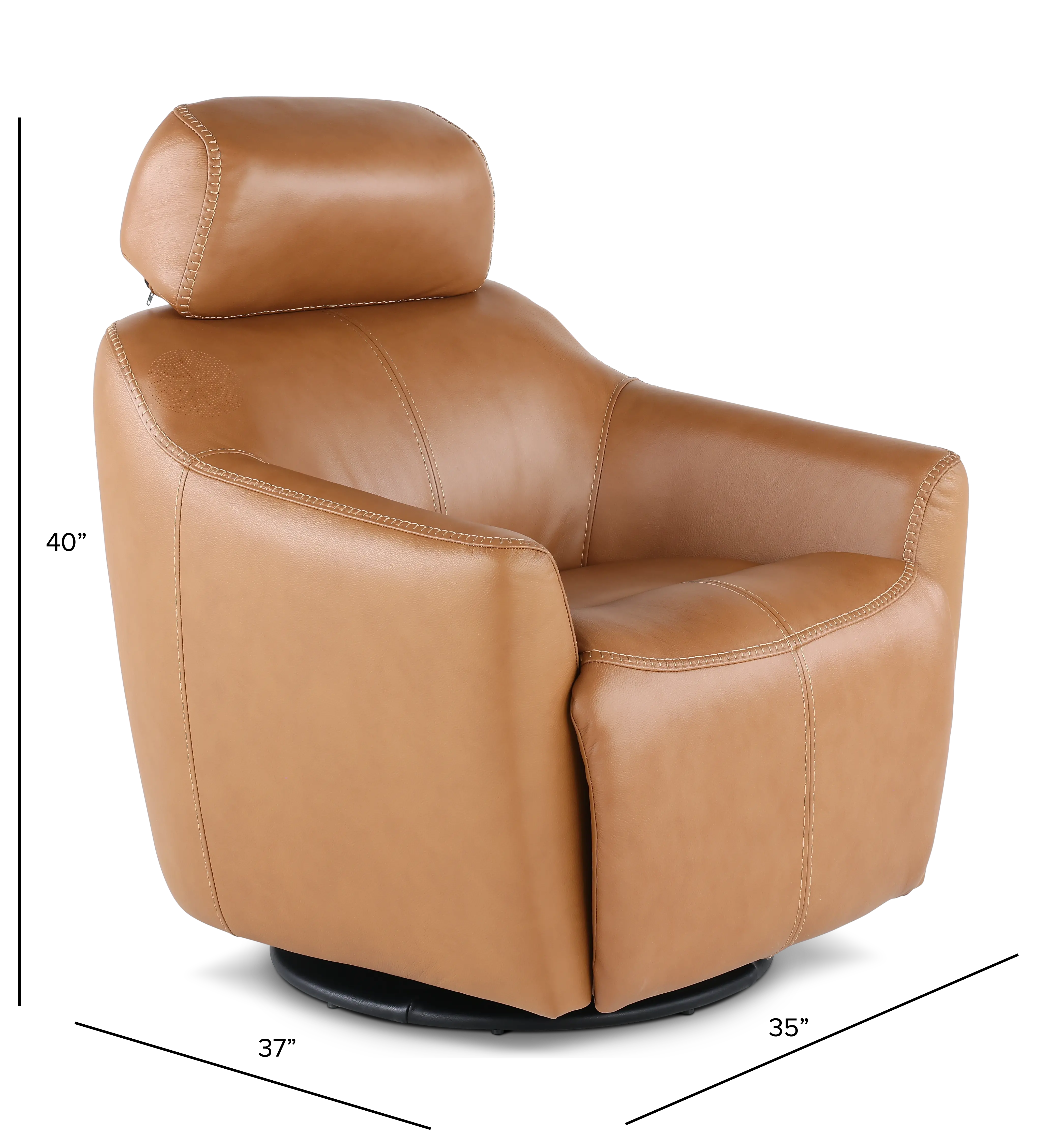 Naxos Butternut Light Brown Swivel Power Recliner with Audio Headrest-2