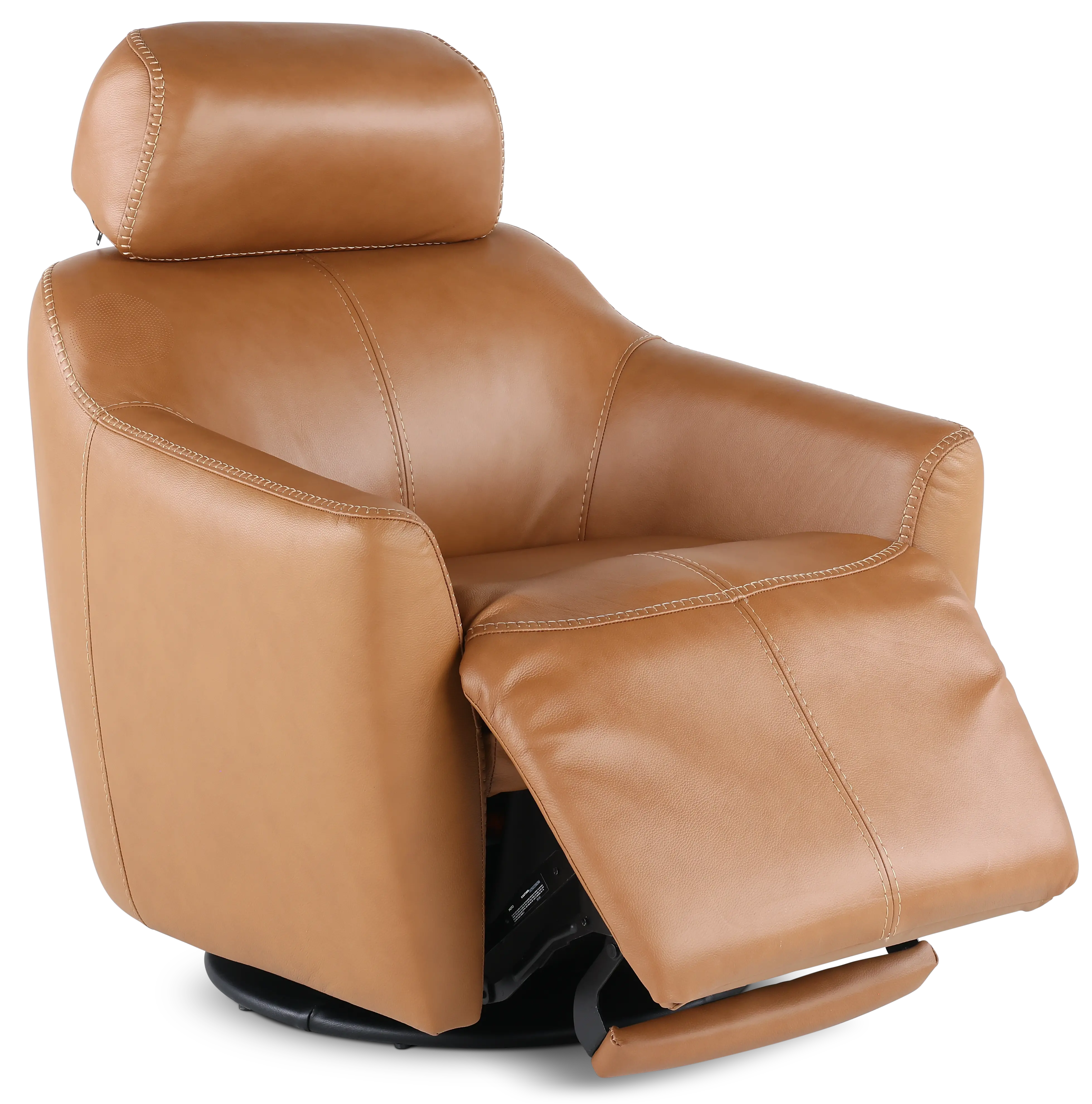 Naxos Butternut Light Brown Swivel Power Recliner with Audio Headrest-4