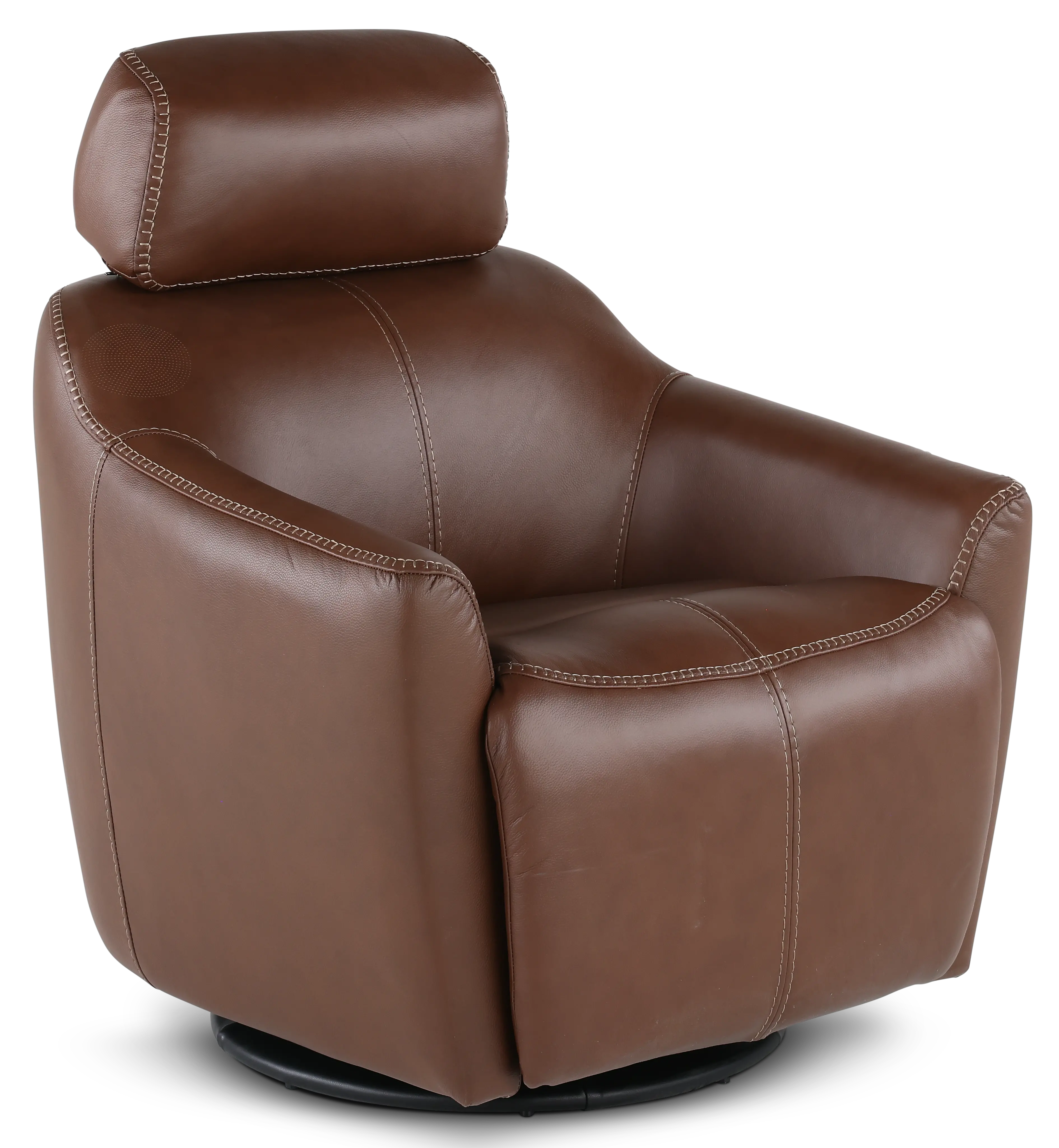 Naxos Tobacco Brown Swivel Power Recliner with Audio Headrest-1