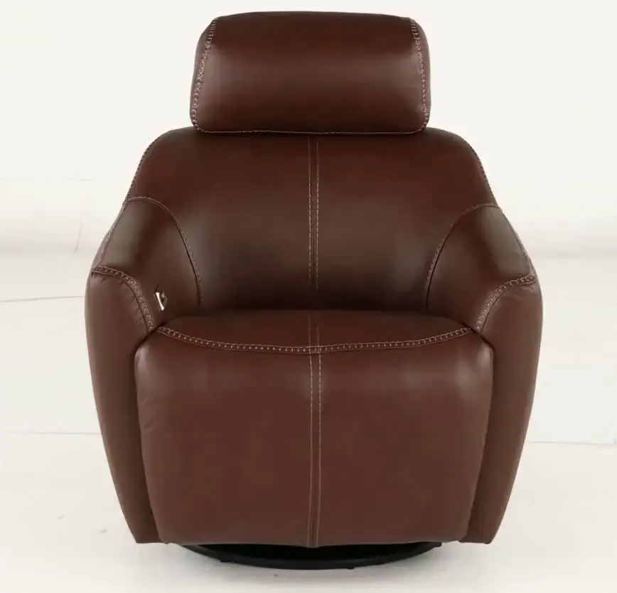 Naxos Tobacco Brown Swivel Power Recliner with Audio Headrest-10