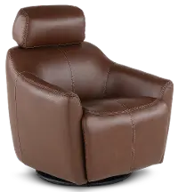 Naxos Tobacco Brown Swivel Power Recliner with Audio Headrest