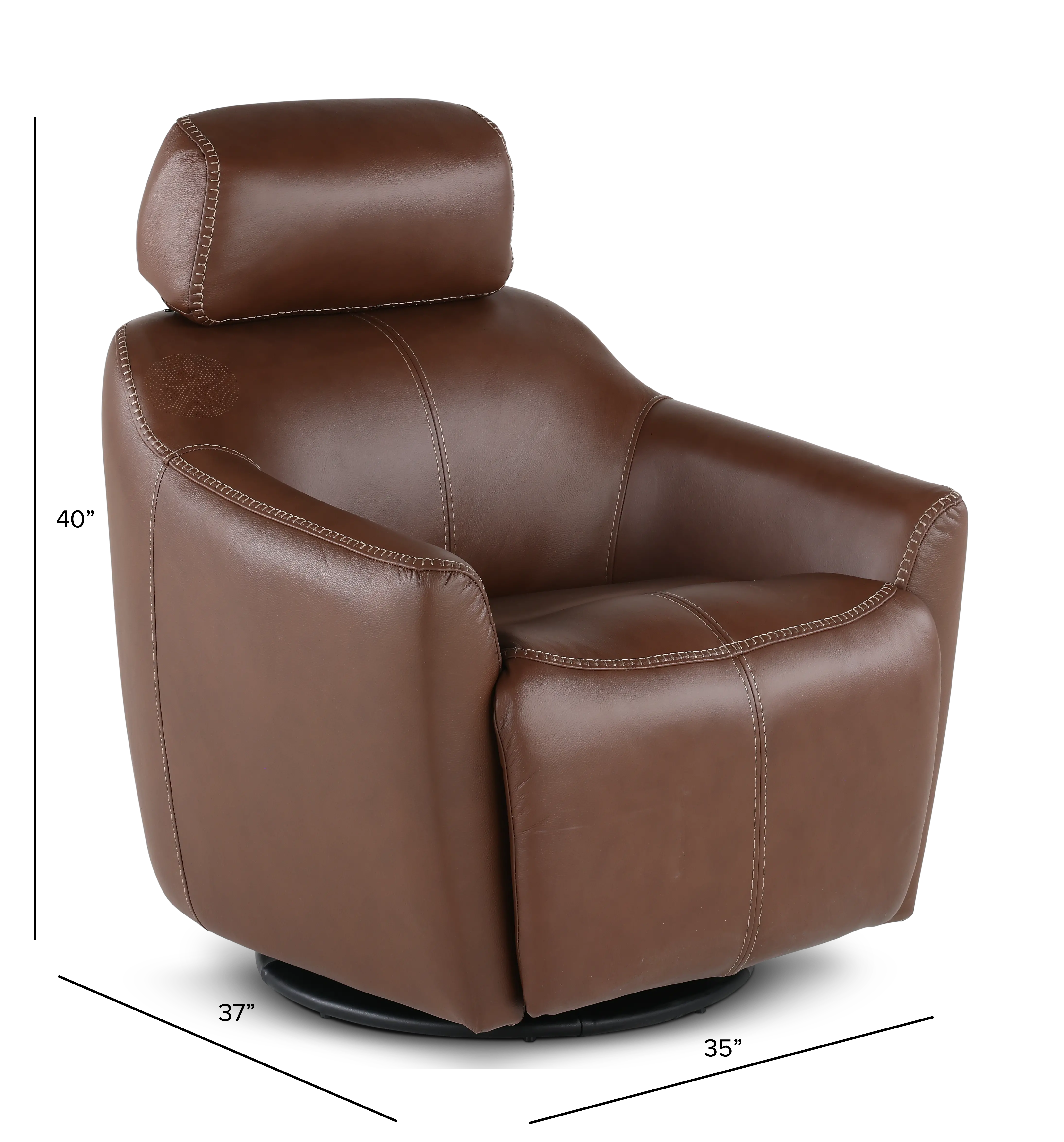 Naxos Tobacco Brown Swivel Power Recliner with Audio Headrest-3